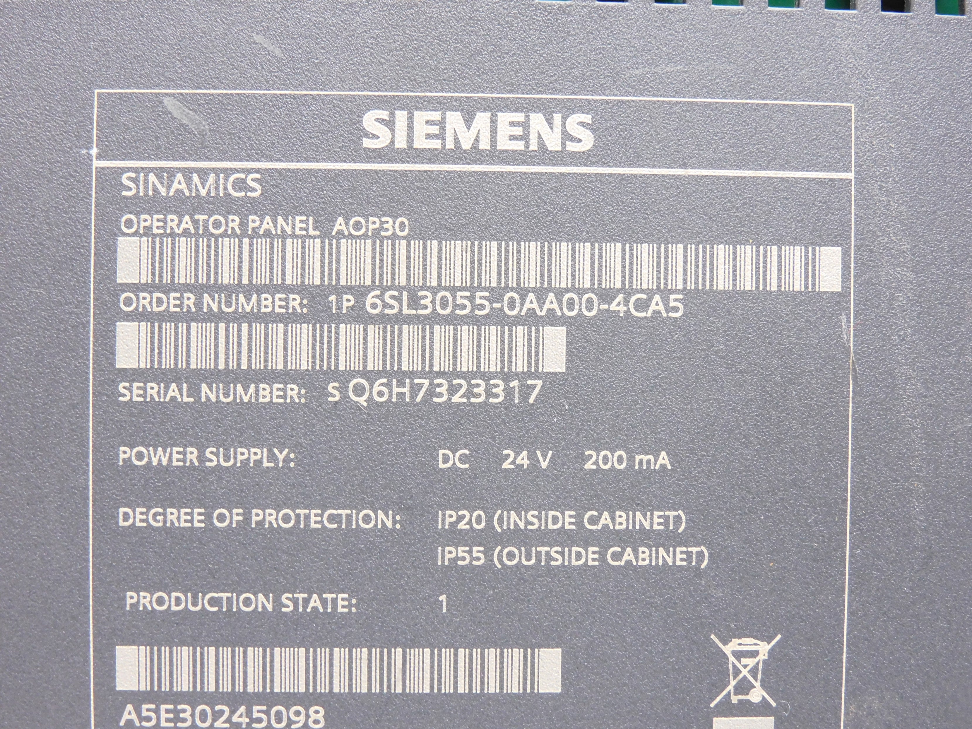 SIEMENS 6SL3055-0AA00-4CA5 (AS PICTURED) NSNP