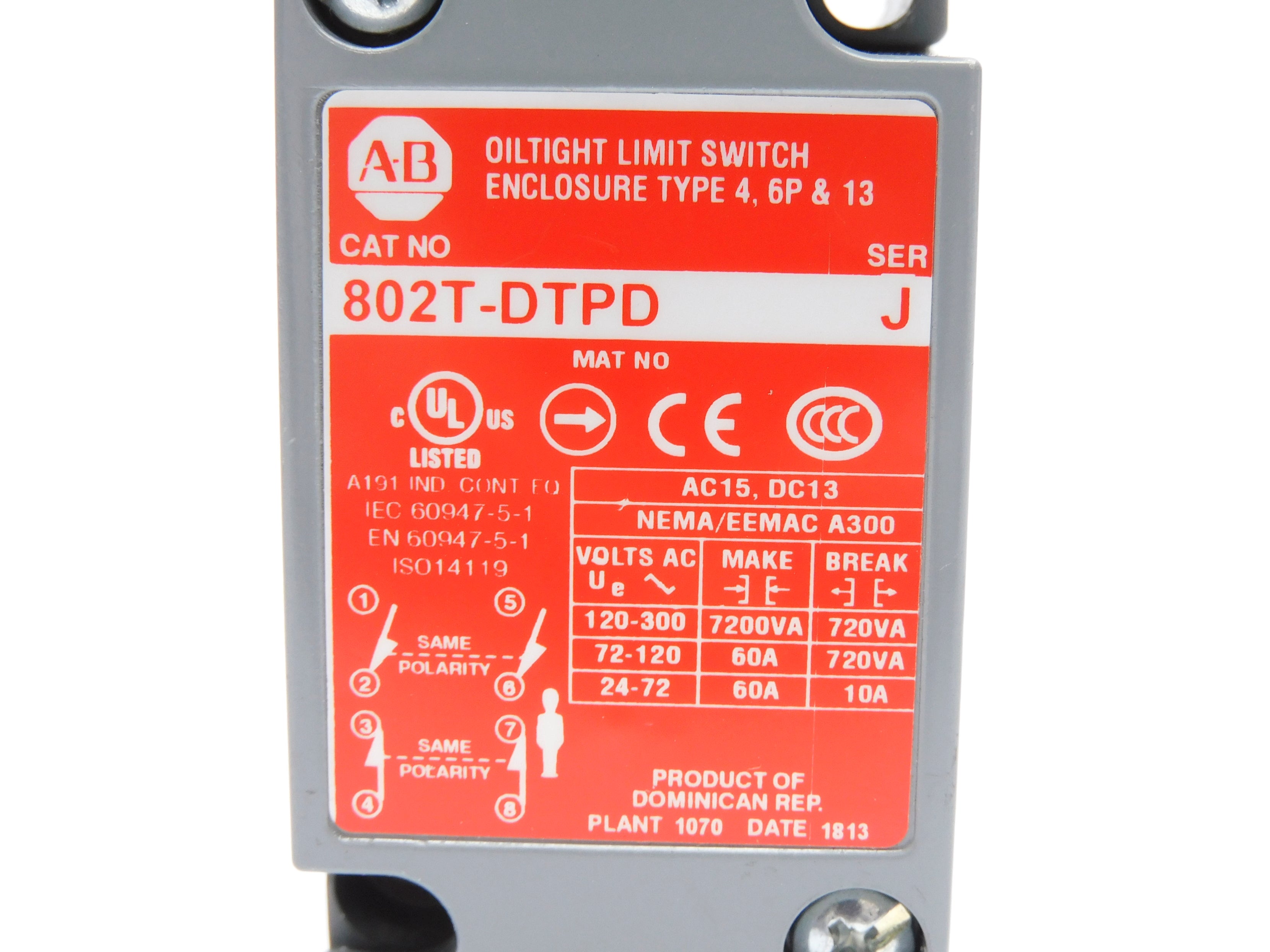 ALLEN BRADLEY 802T-DTPD SER. J NSNP