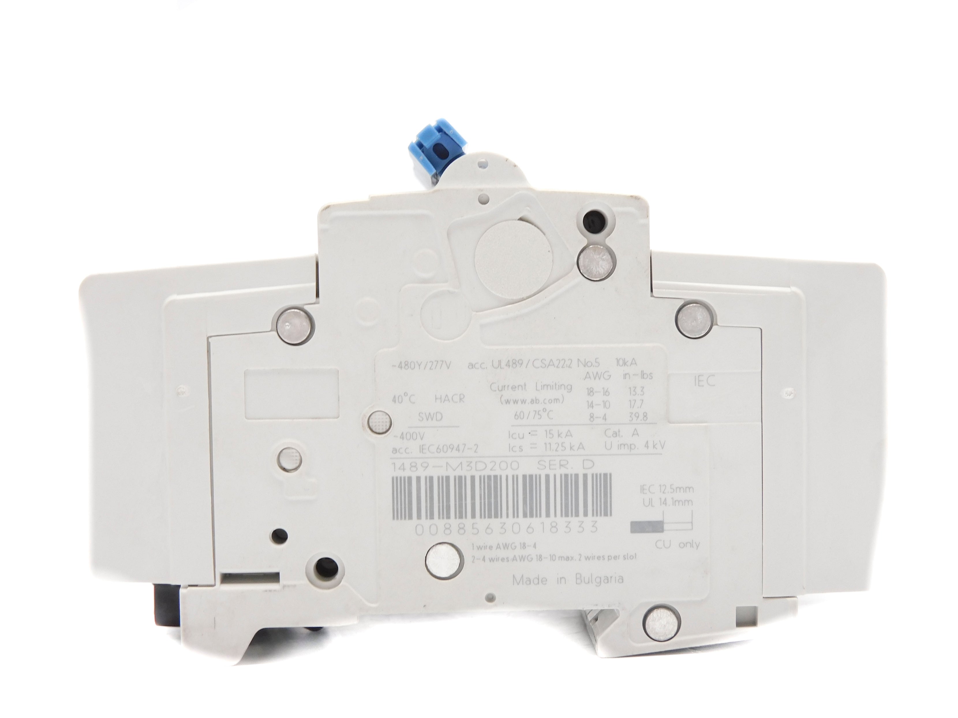 ALLEN BRADLEY 1489-M3D200 SER. D 20A 480/277V NSNP