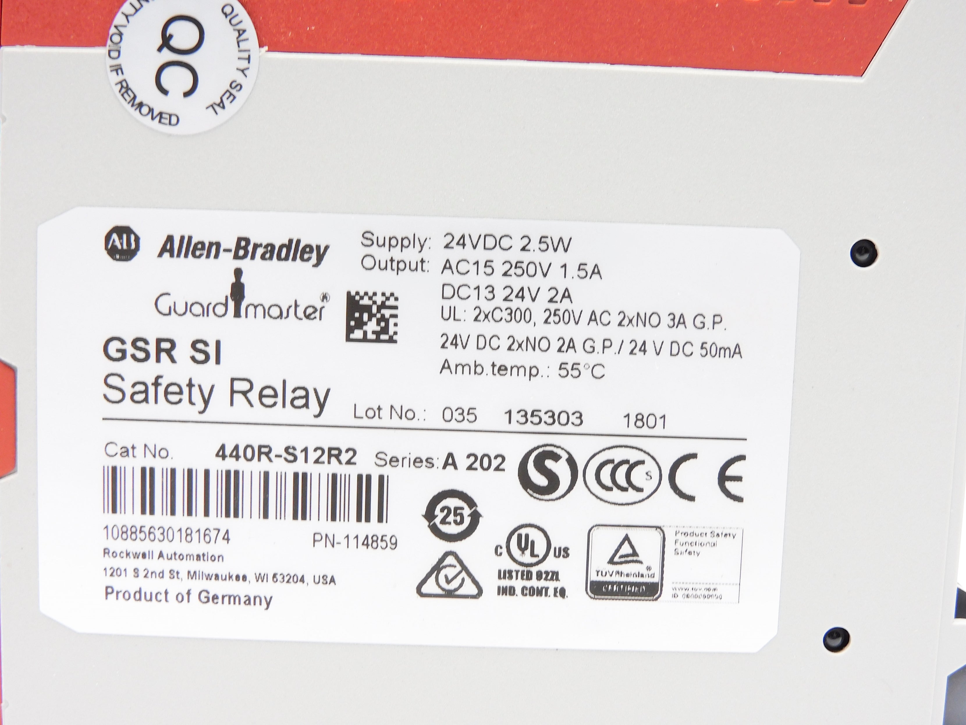 ALLEN BRADLEY 440R-S12R2 SER. A 24VDC (WH) NSMP