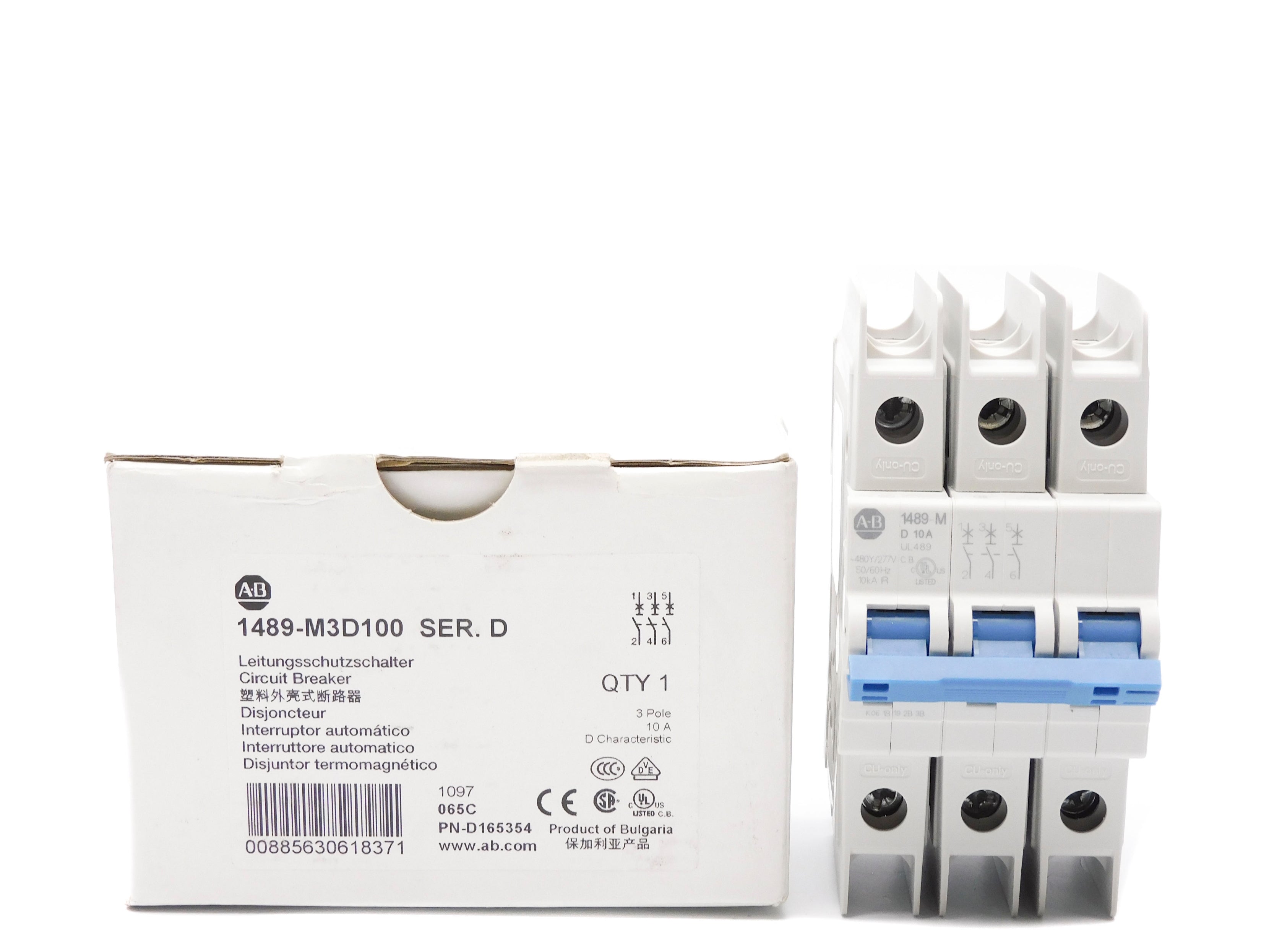 ALLEN BRADLEY 1489-M3D100 SER. D 10A 480/277V (WH) NSMP