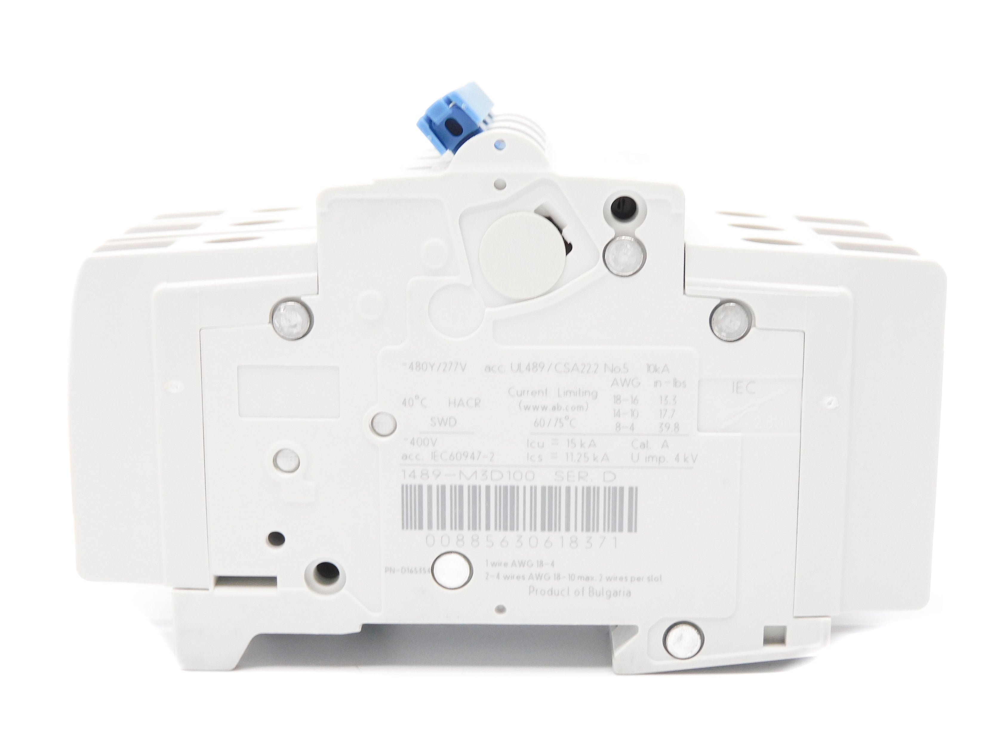 ALLEN BRADLEY 1489-M3D100 SER. D 10A 480/277V (WH) NSMP