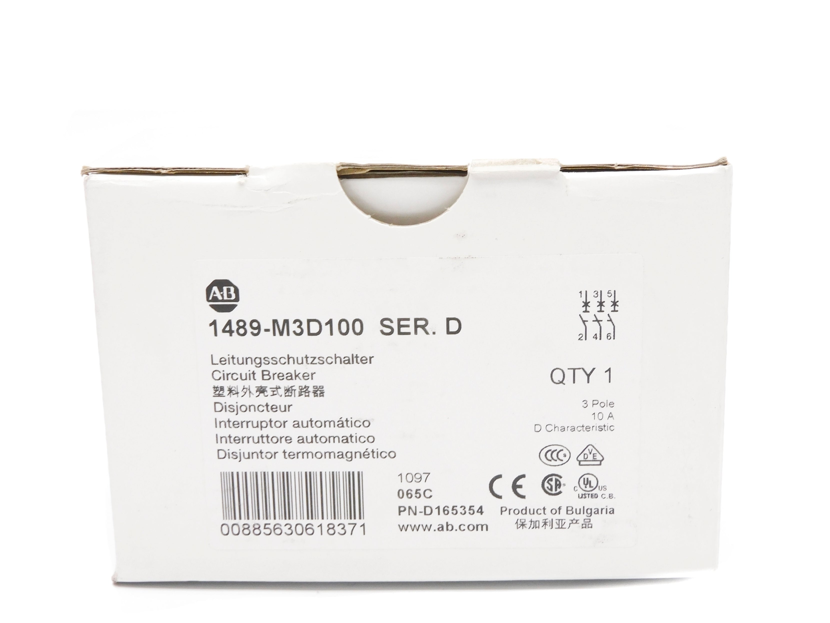 ALLEN BRADLEY 1489-M3D100 SER. D 10A 480/277V (WH) NSMP