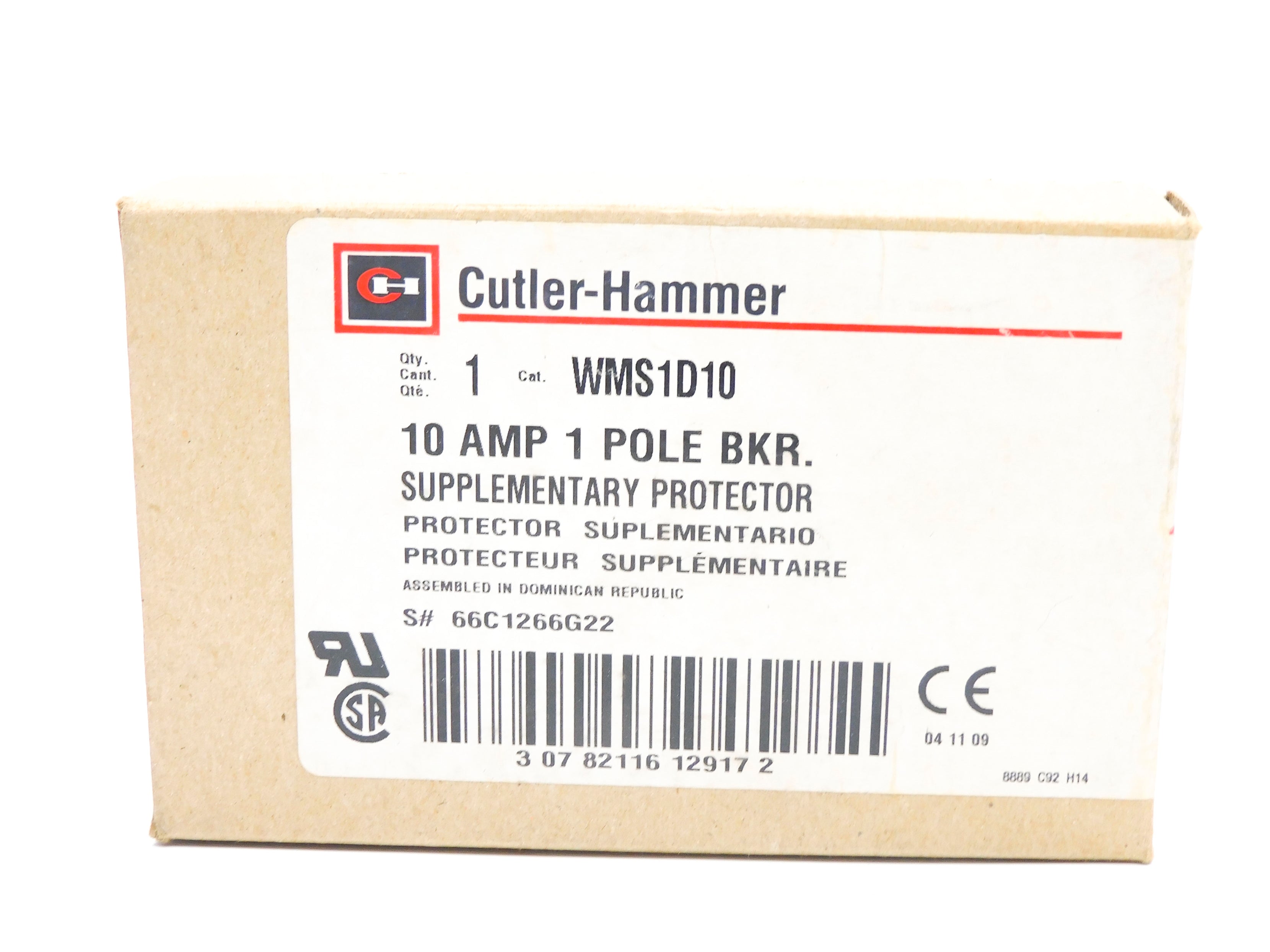 CUTLER HAMMER WMS1D10 10A 240V NSMP
