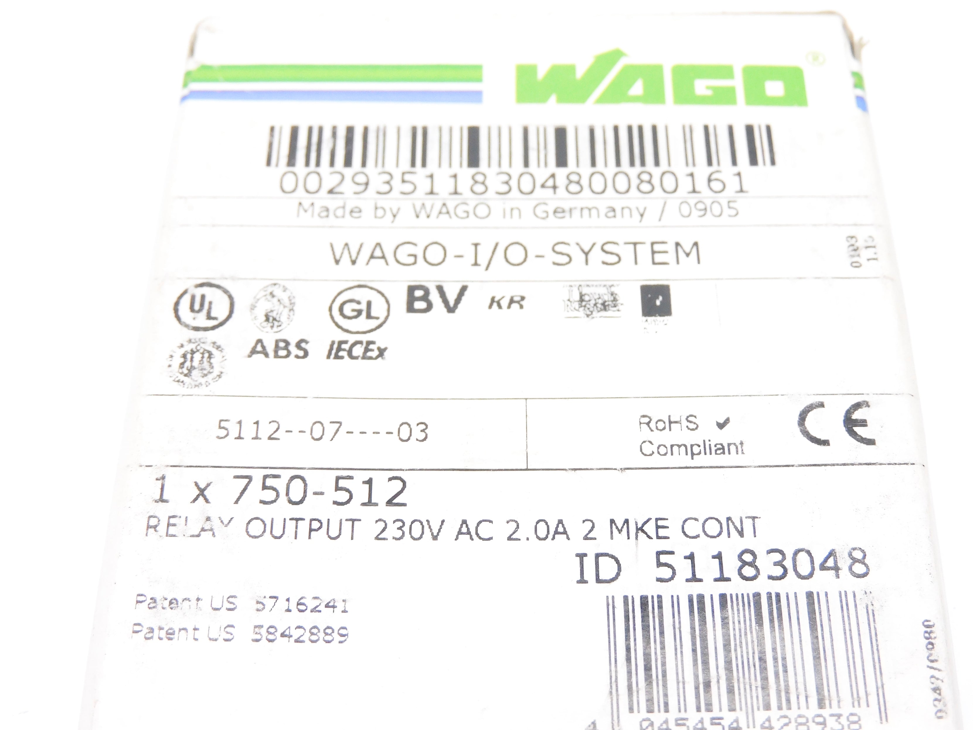 WAGO 750-512 230VAC NSFS