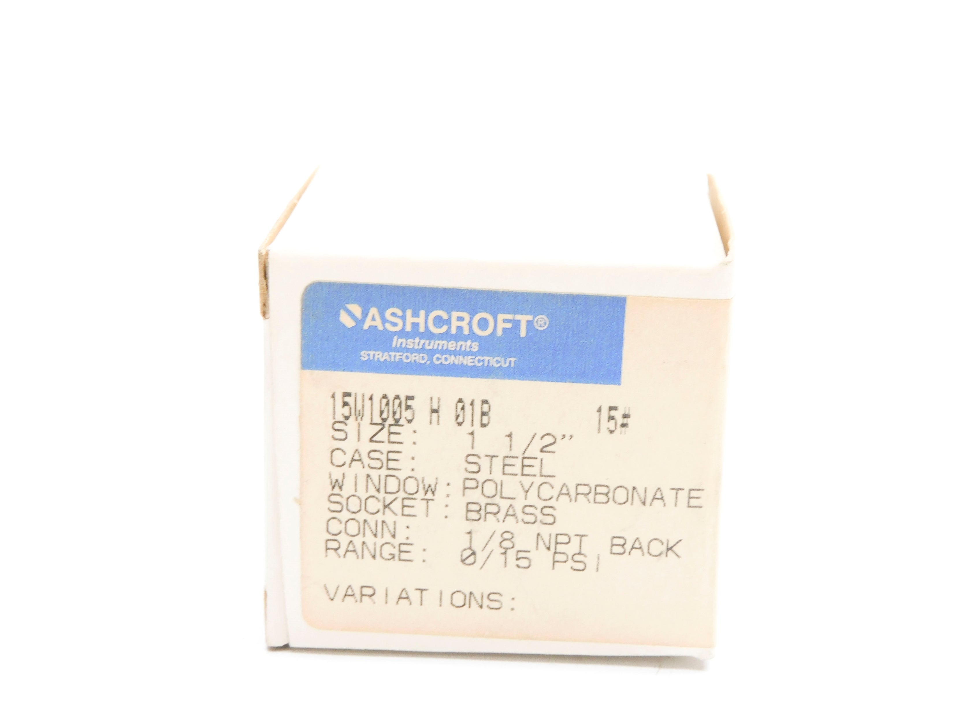 ASHCROFT 15W1005H01B15 0-15PSI NSMP