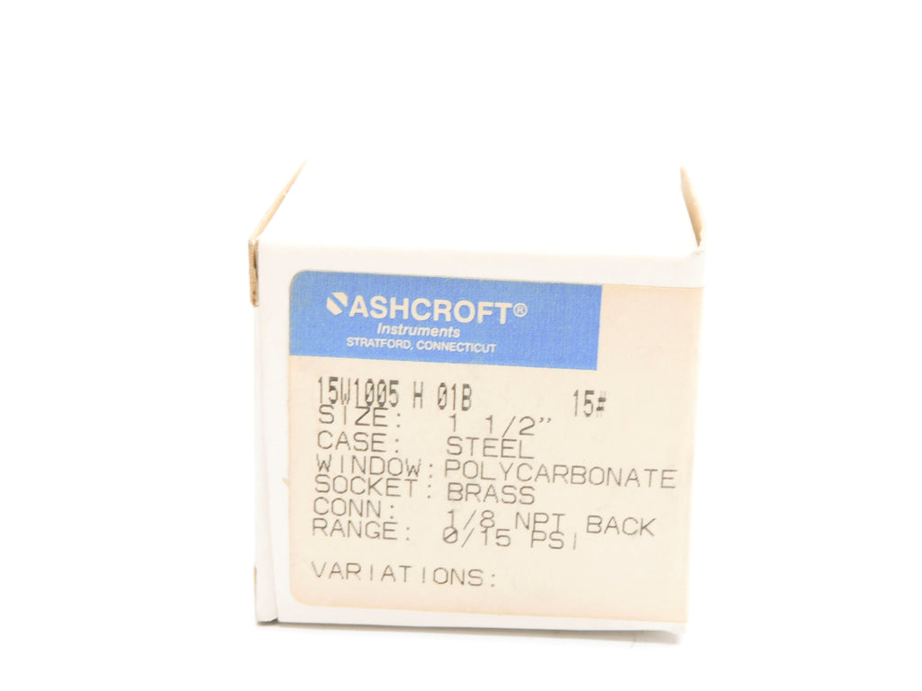 ASHCROFT 15W1005H01B15 0-15PSI NSMP