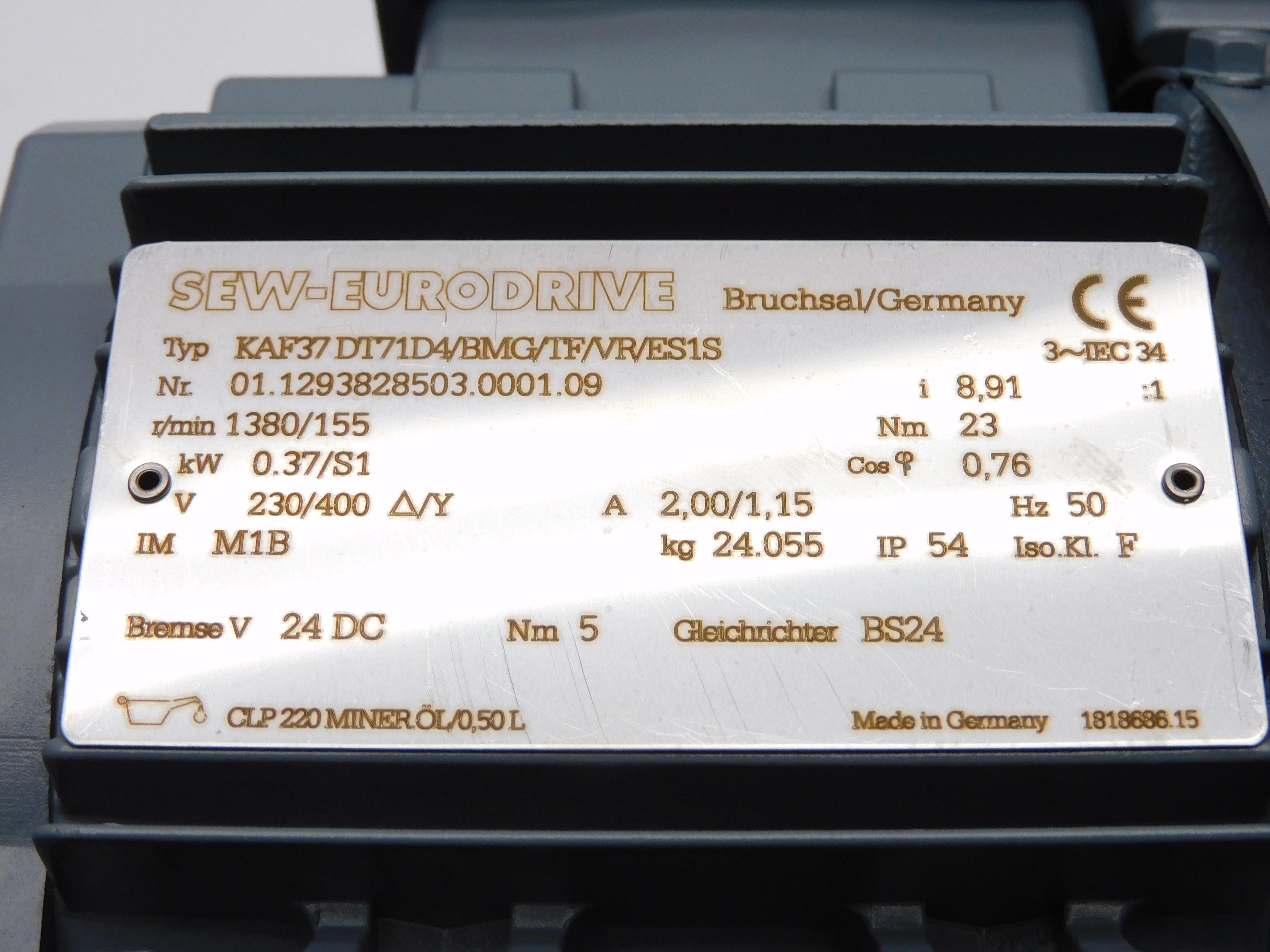 SEW-EURODRIVE KAF37DT71D4/BMG/TF/VR/ES1S (AS PICTURED) NSNP