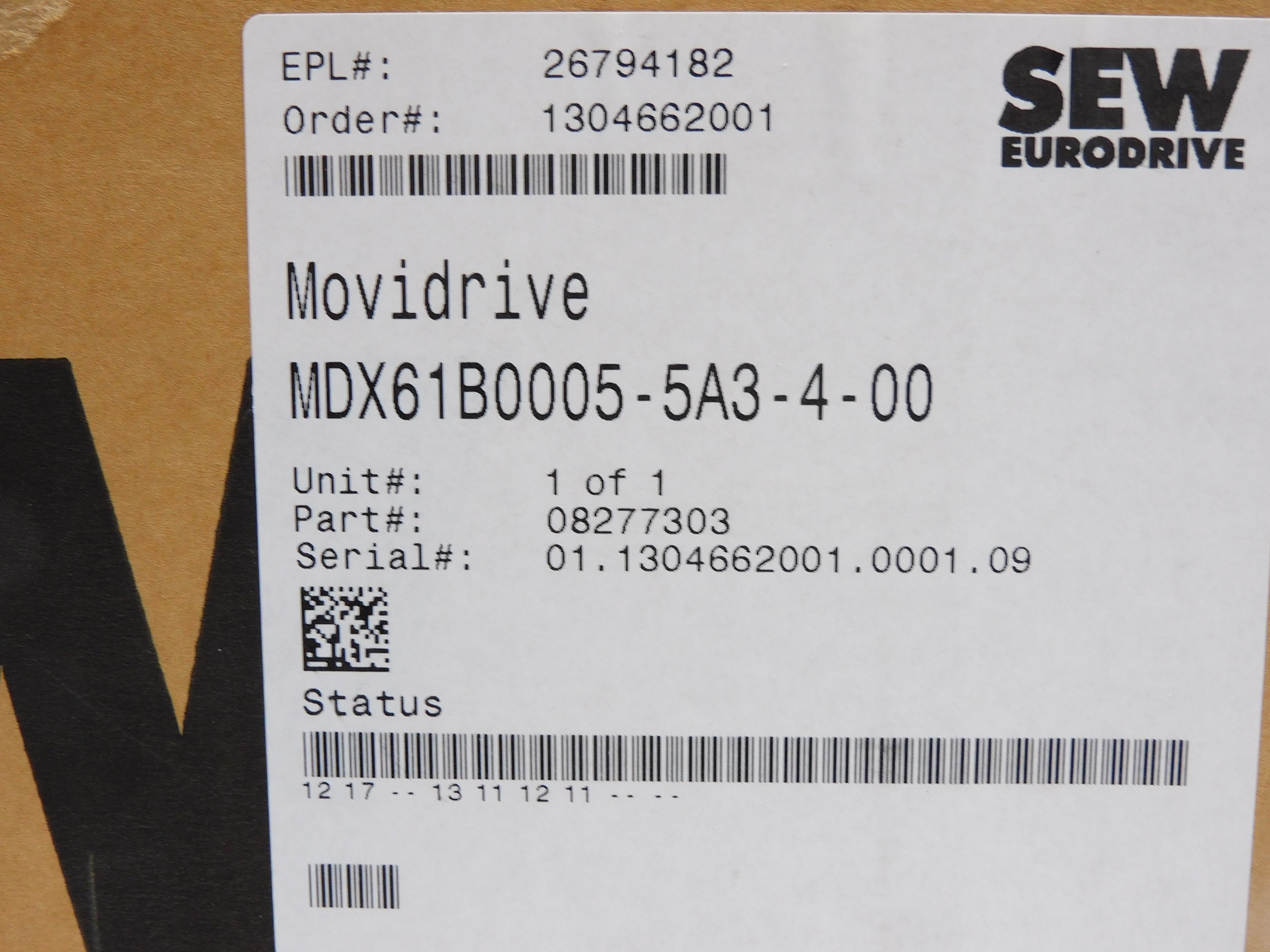SEW-EURODRIVE MDX61B0005-5A3-4-00 (AS PICTURED) NSMP