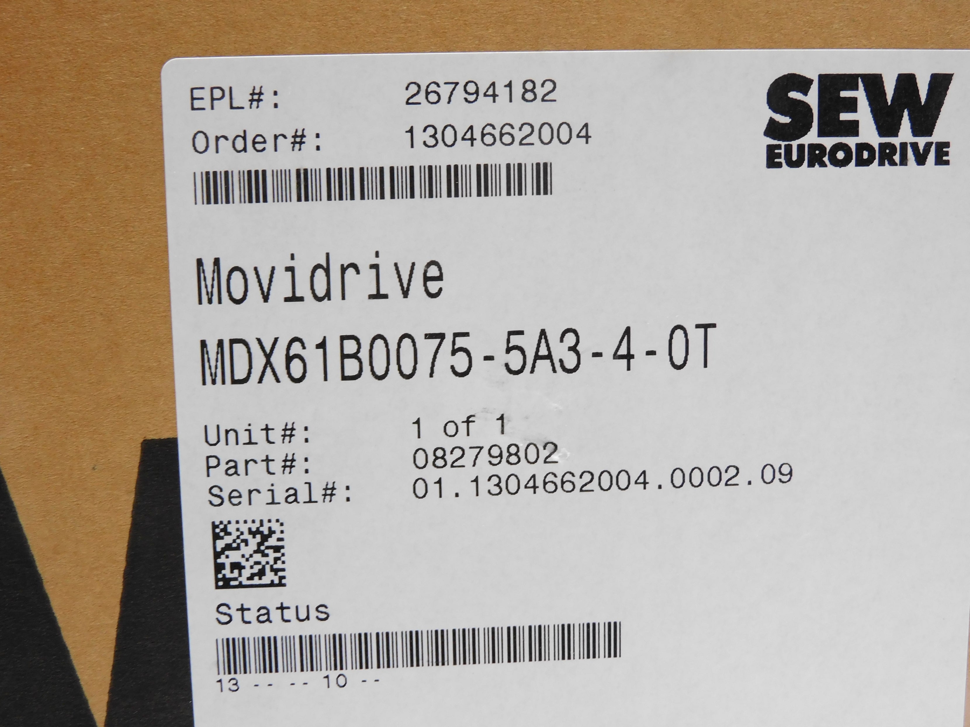 SEW-EURODRIVE MDX61B0075-5A3-4-0T NSFS