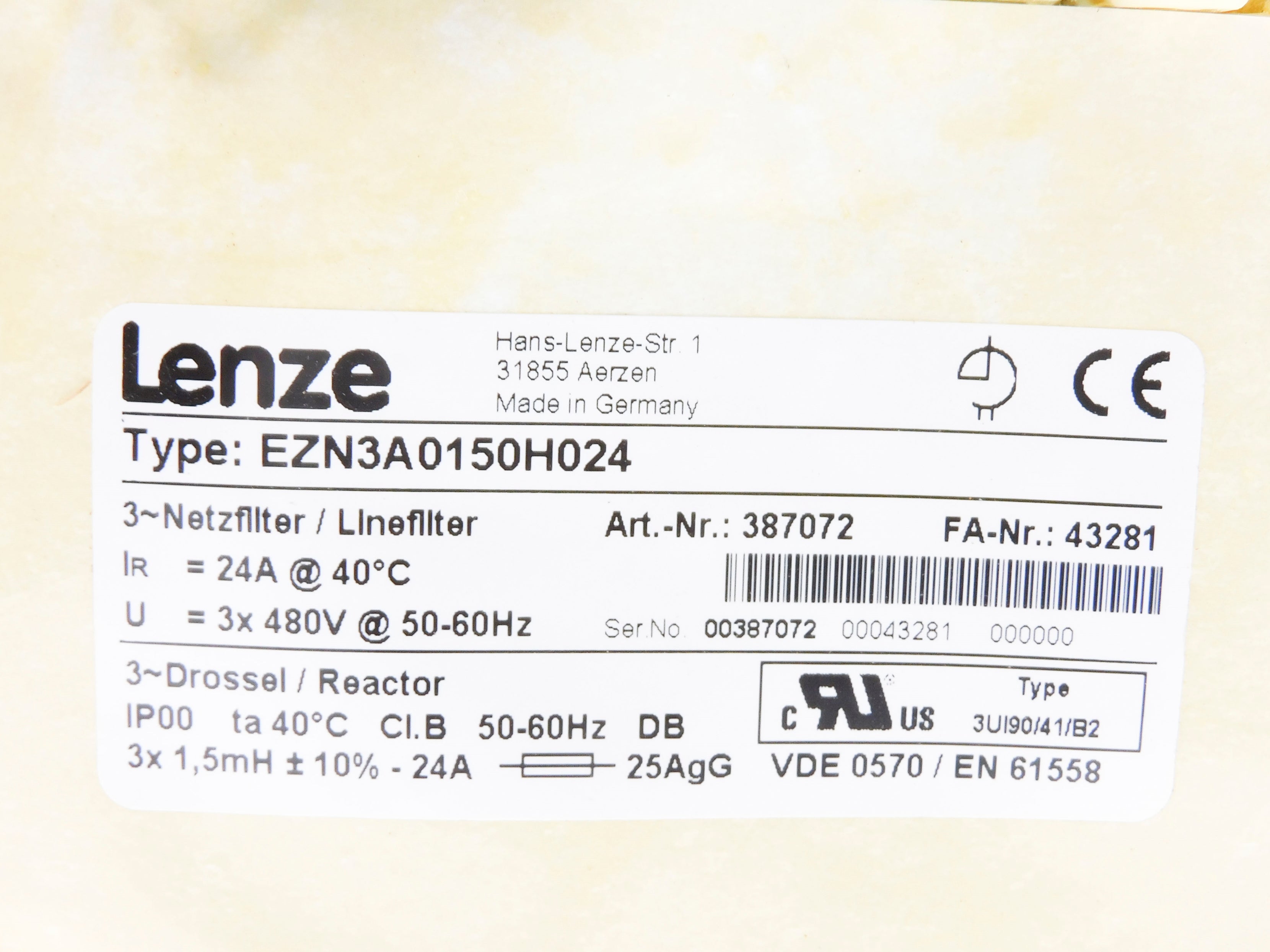 LENZE EZN3A0150H024 (AS PICTURED) NSMP