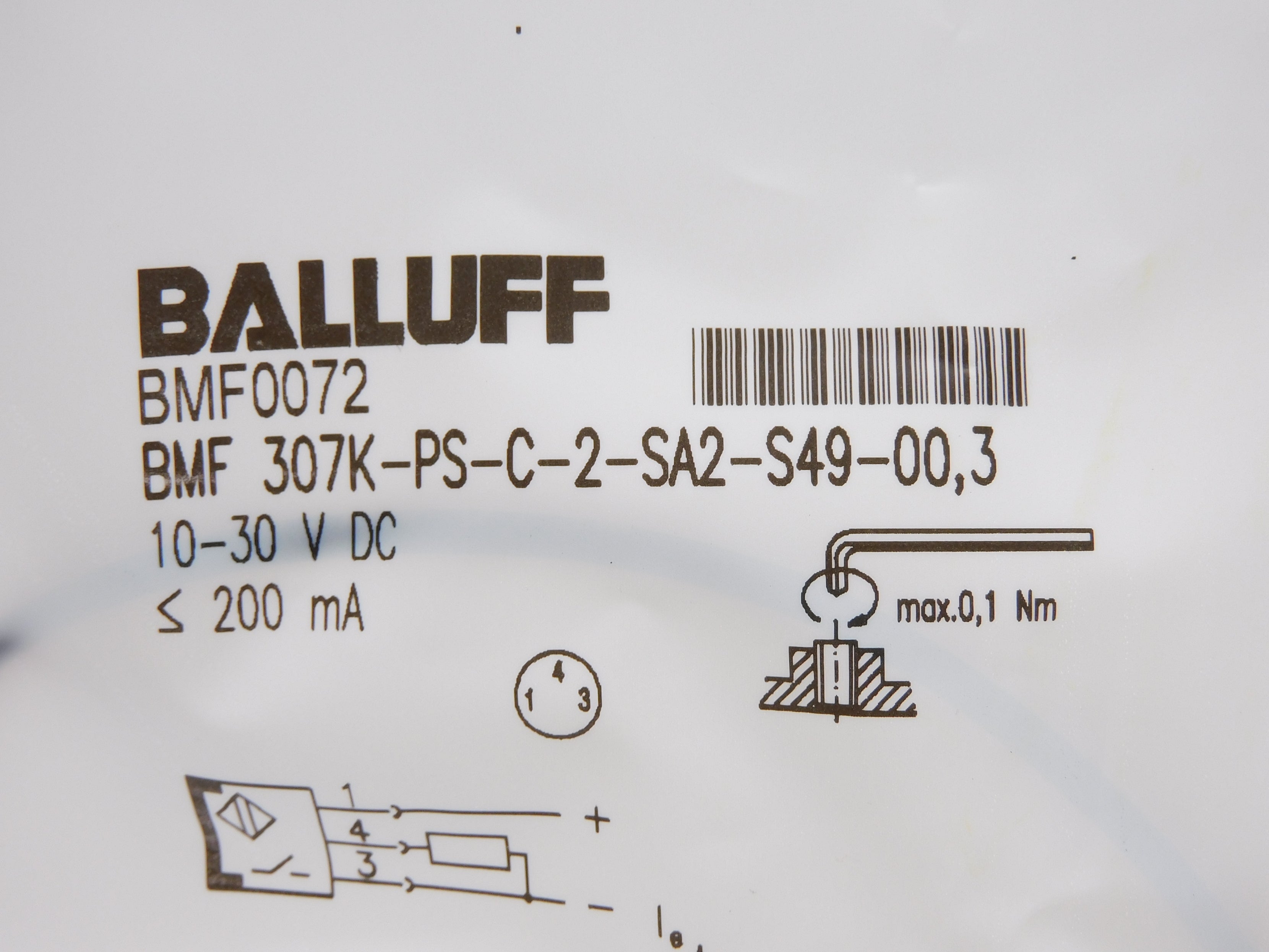 BALLUFF BMF307K-PS-C-2-SA2-S49-00,3 BMF0072 10-30VDC NSMP