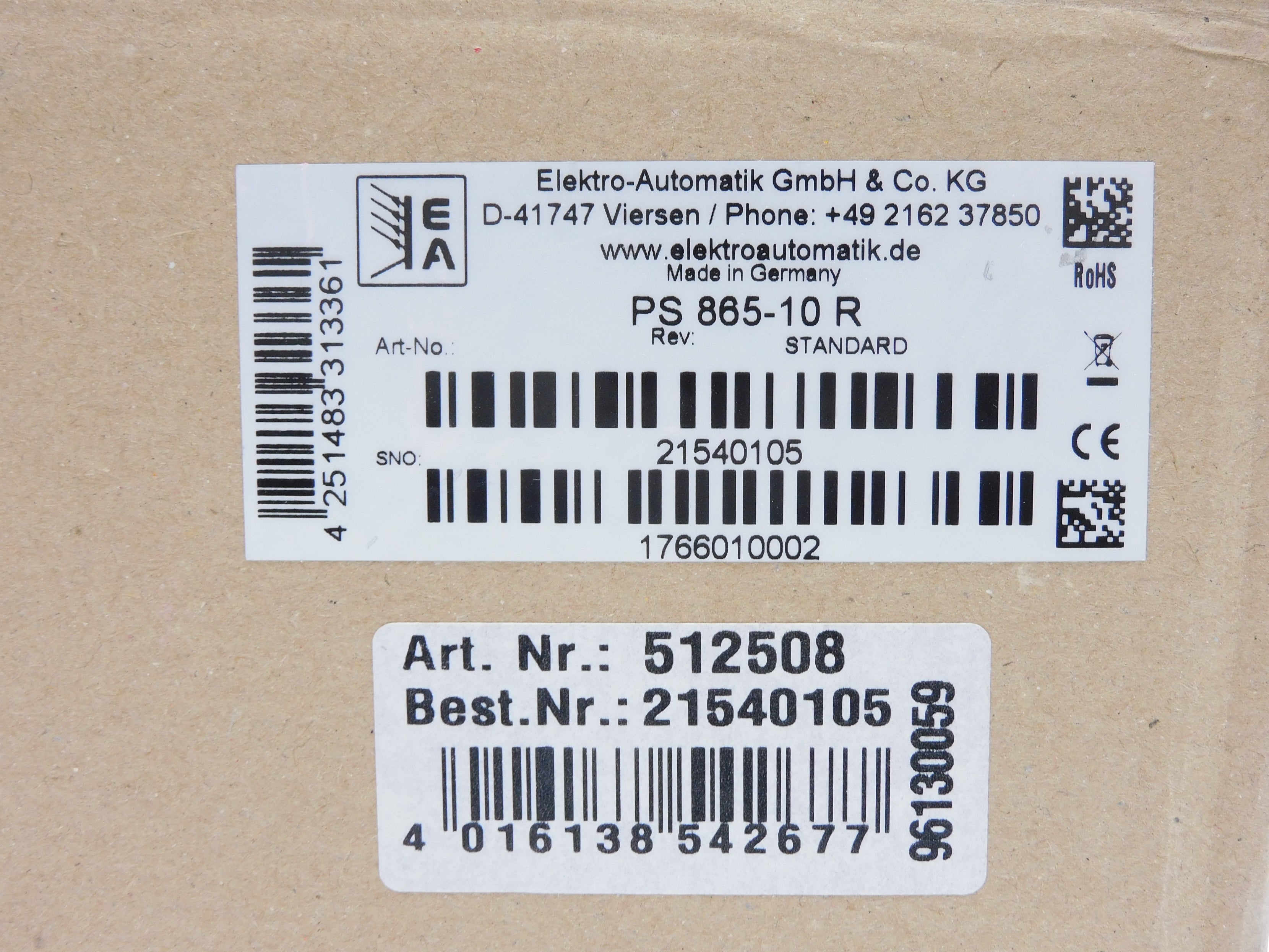 ELEKTRO AUTOMATIK PS865-10R NSFS