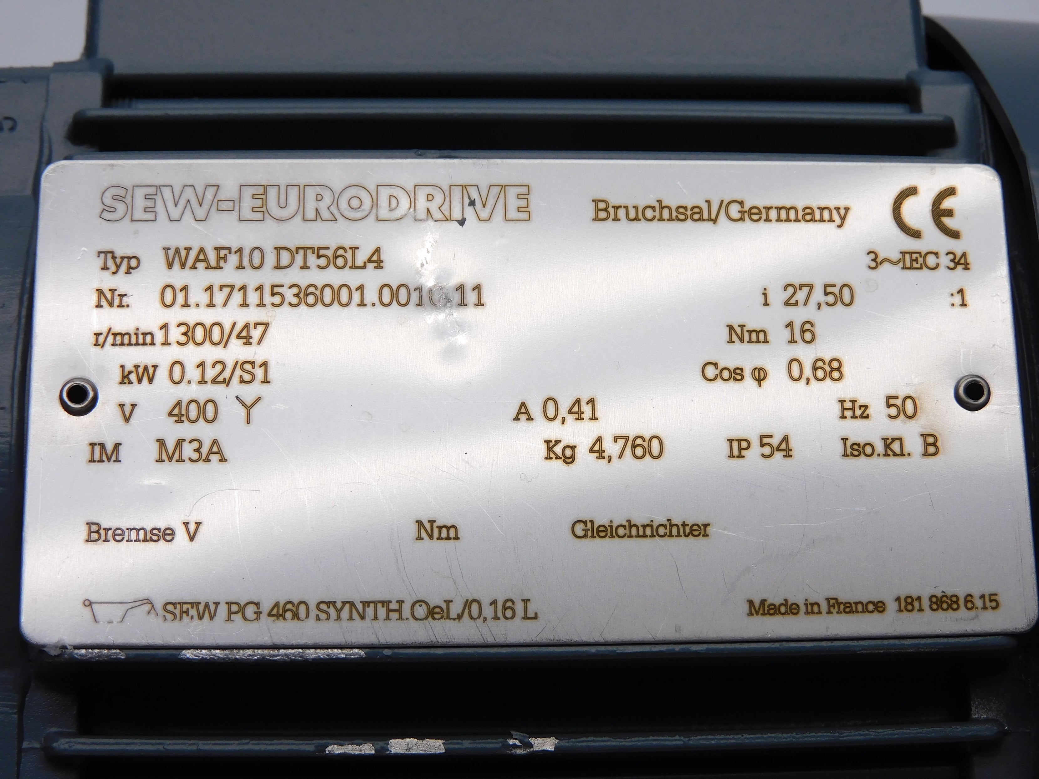 SEW-EURODRIVE WAF10DT56L4 01.1711536001.0010.11 NSNP