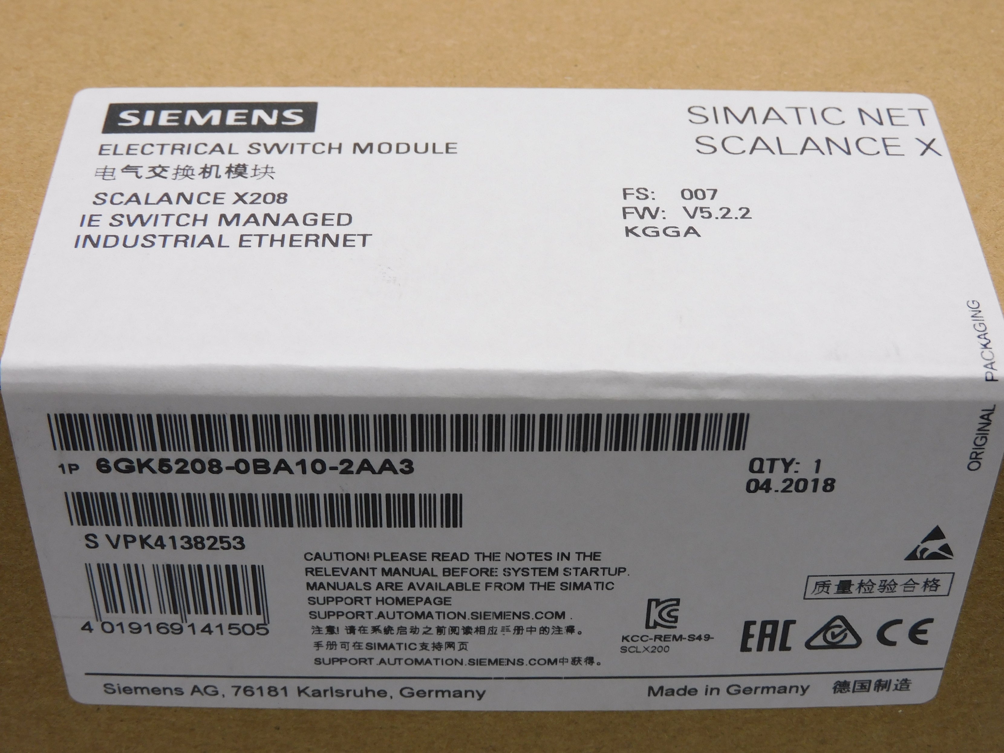 SIEMENS 6GK5208-0BA10-2AA3 NSFS