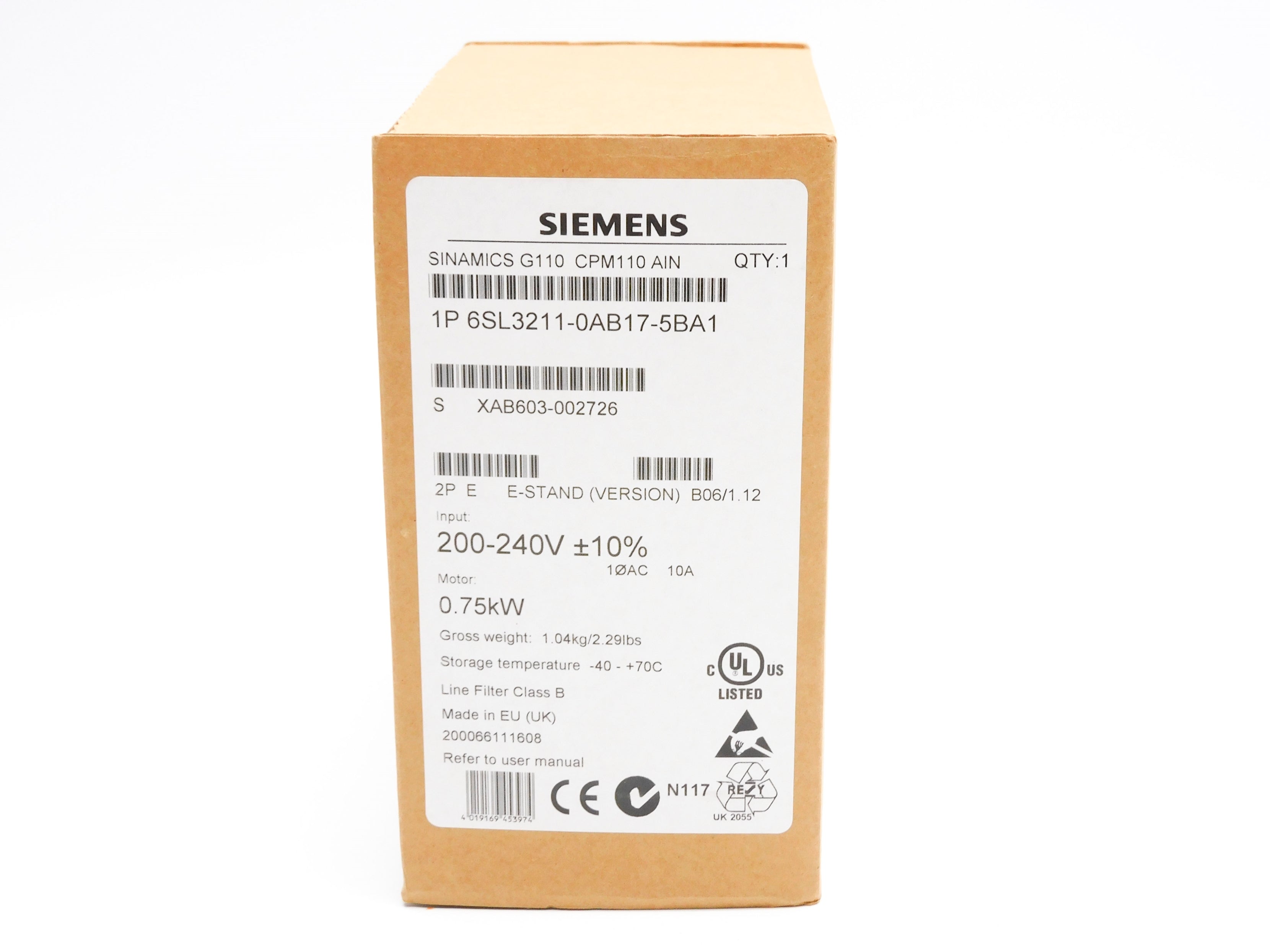 SIEMENS 6SL3211-0AB17-5BA1 (AS PICTURED) NSMP