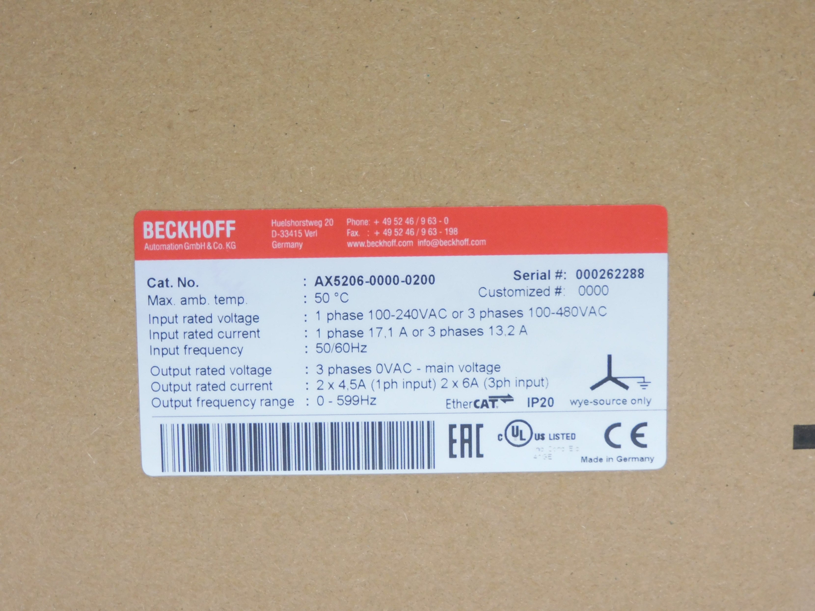 BECKHOFF AX5206-0000-0200 NSFS