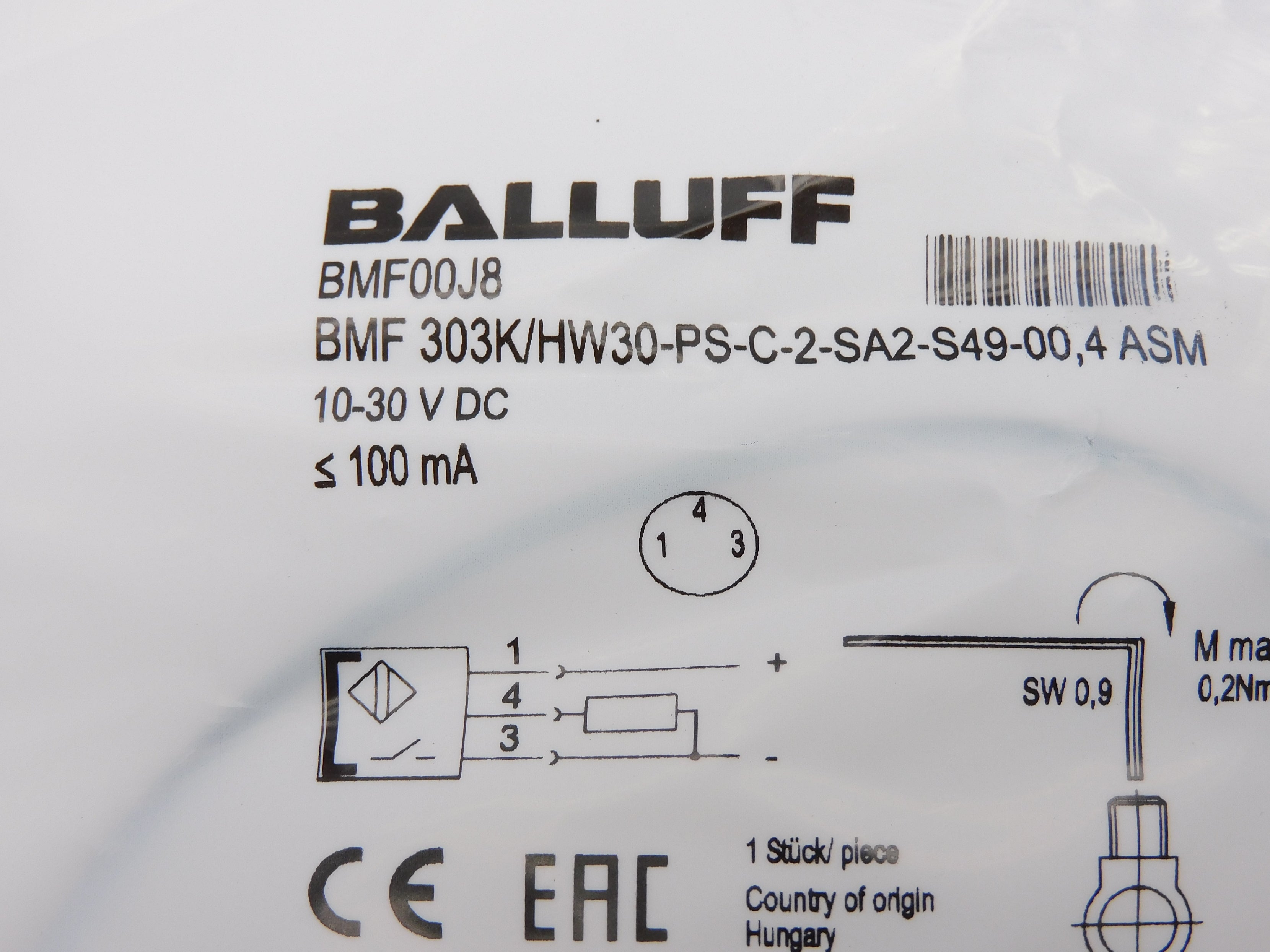 BALLUFF BMF303K/HW30-PS-C-2-SA2-S49-00,4ASM NSMP