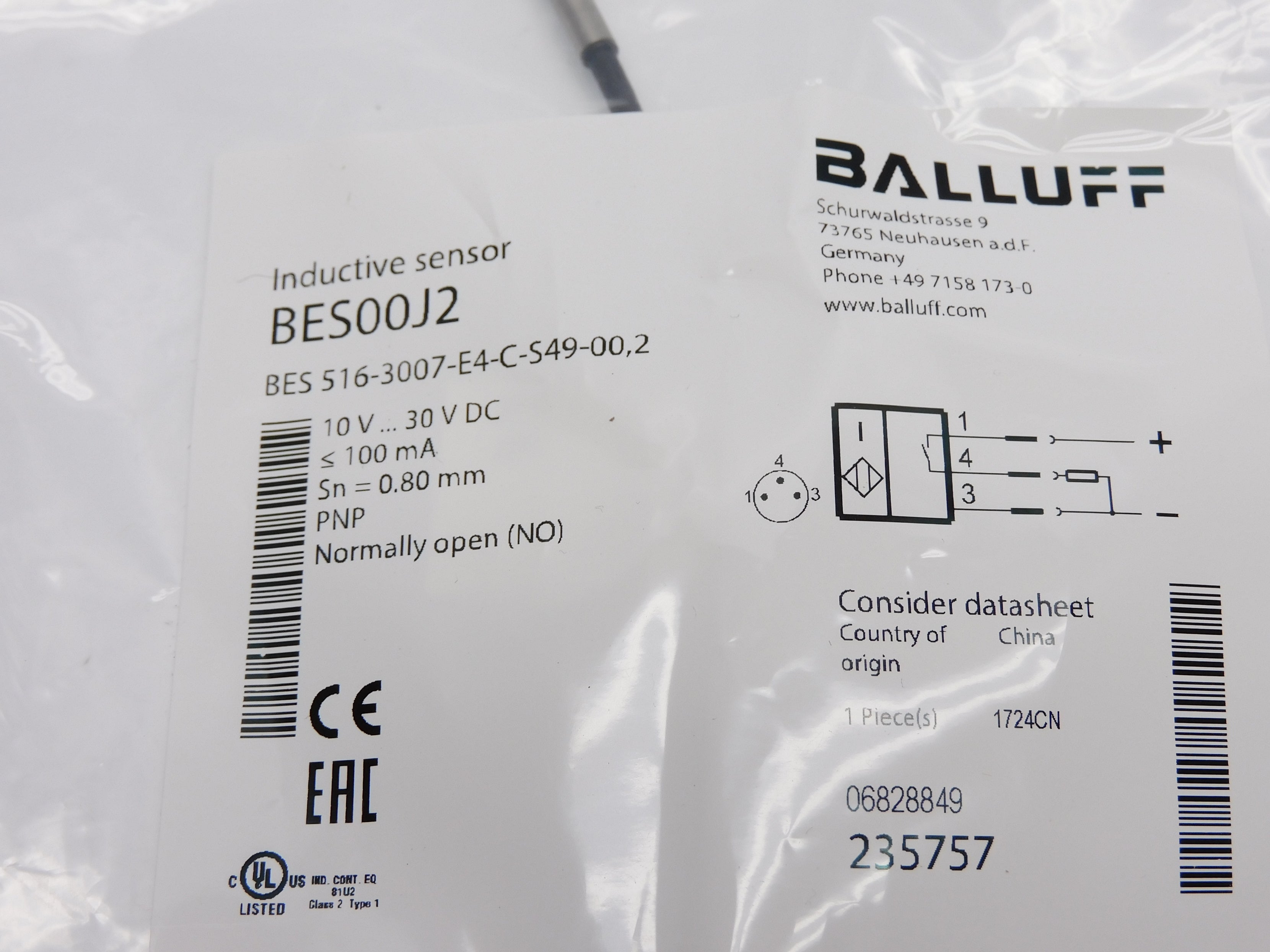BALLUFF BES516-3007-E4-C-S49-00,2 NSMP