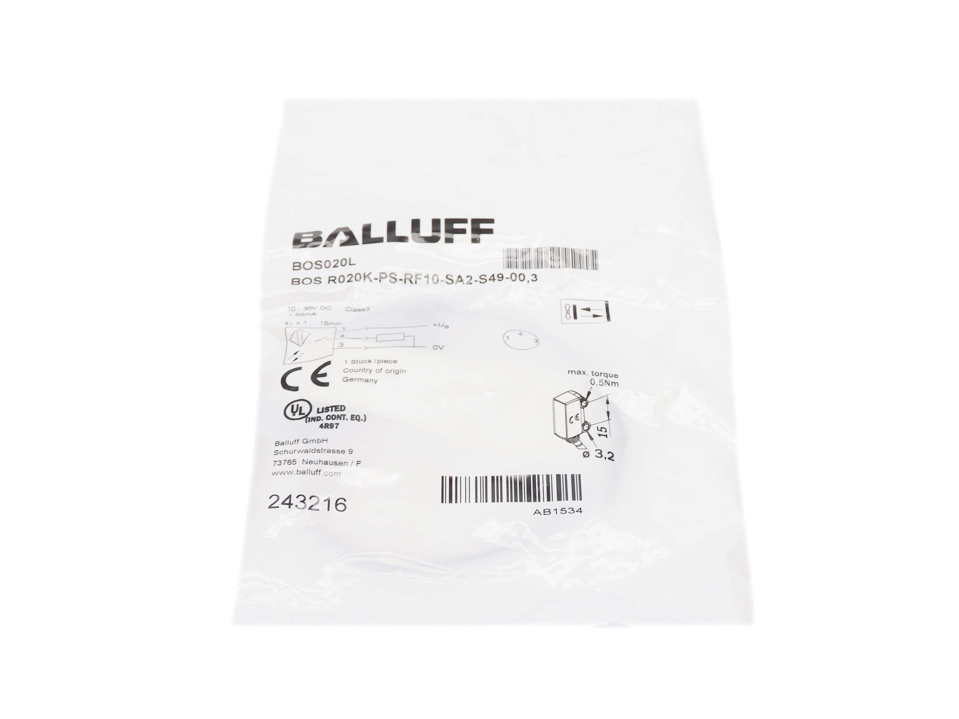 BALLUFF BOSR020K-PS-RF10-SA2-S49-00,3 NSMP