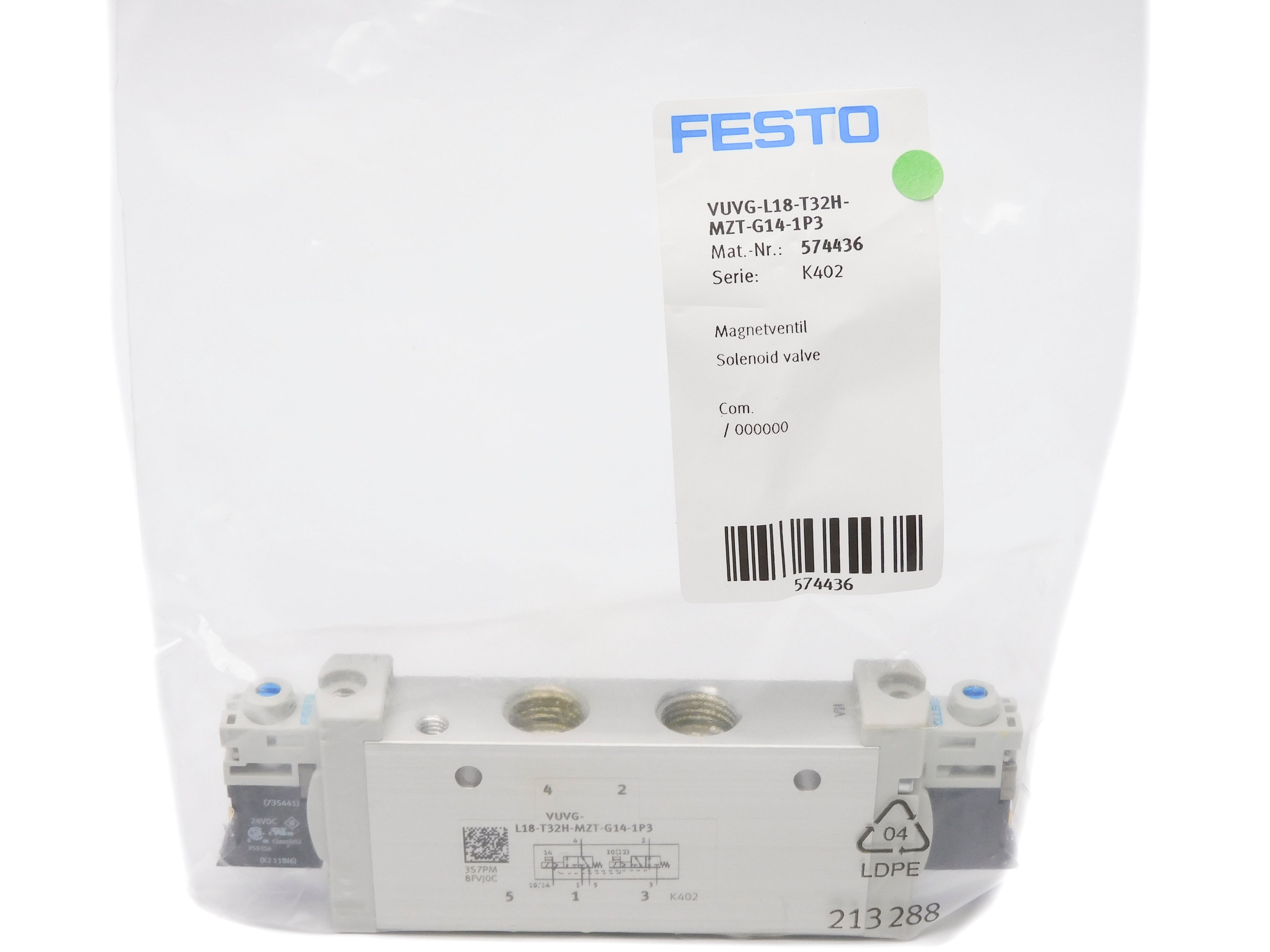 FESTO VUVG-L18-T32H-MZT-G14-1P3 24VDC NSMP