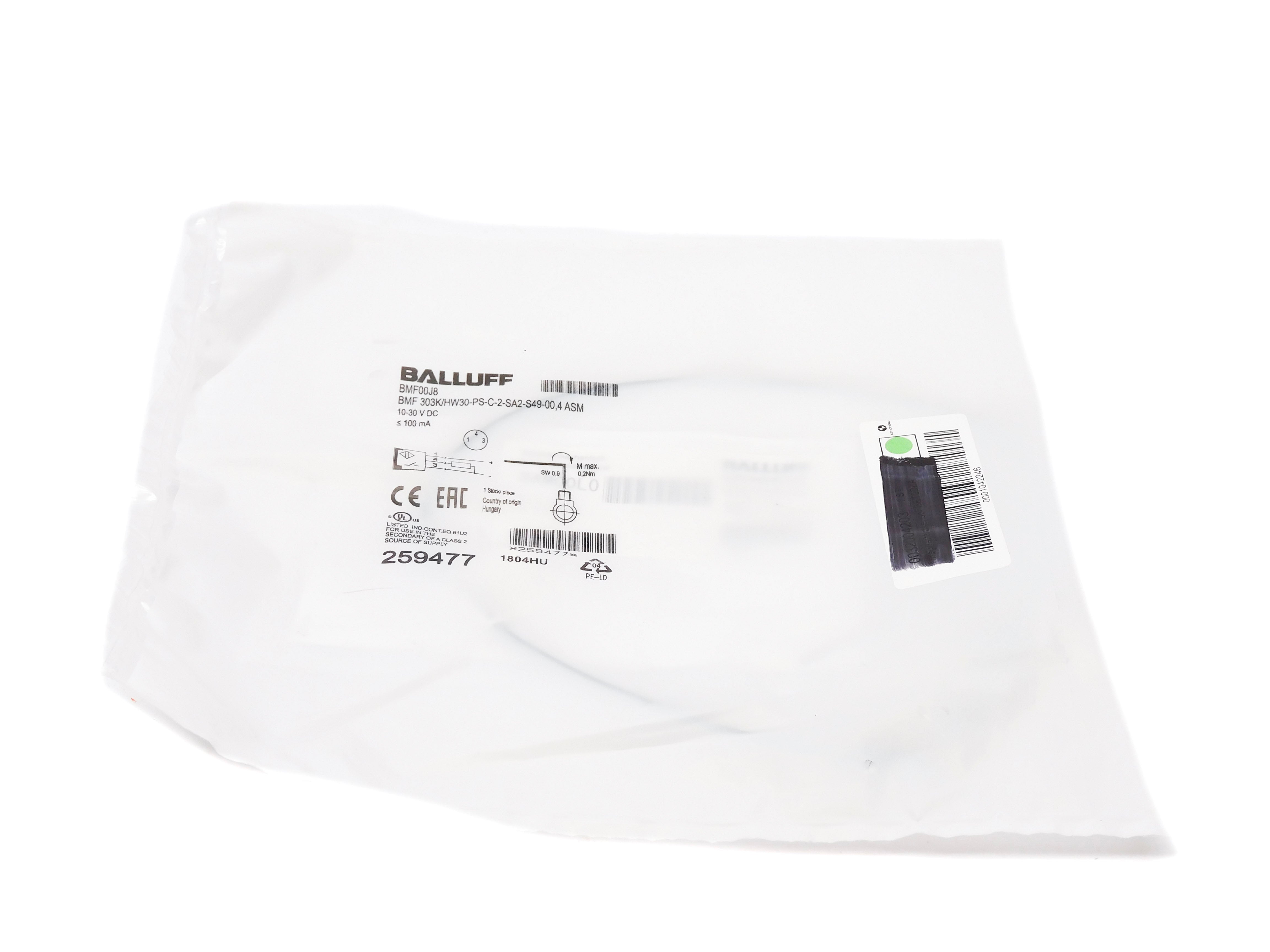 BALLUFF BMF303K/HW30-PS-C-2-SA2-S49-00,4ASM NSMP