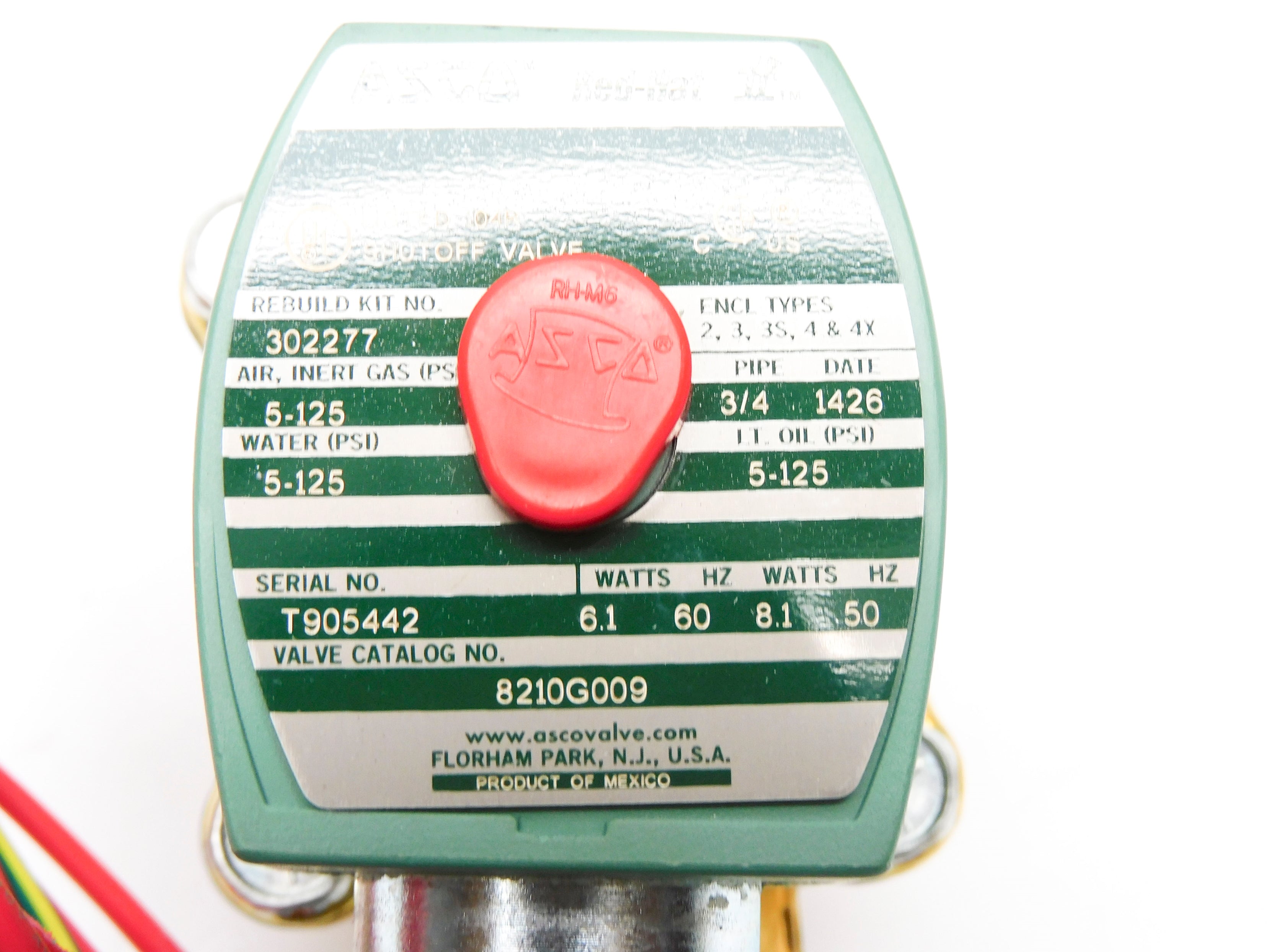 ASCO 8210G009 440/480V 5-125PSI 3/4" NSMP