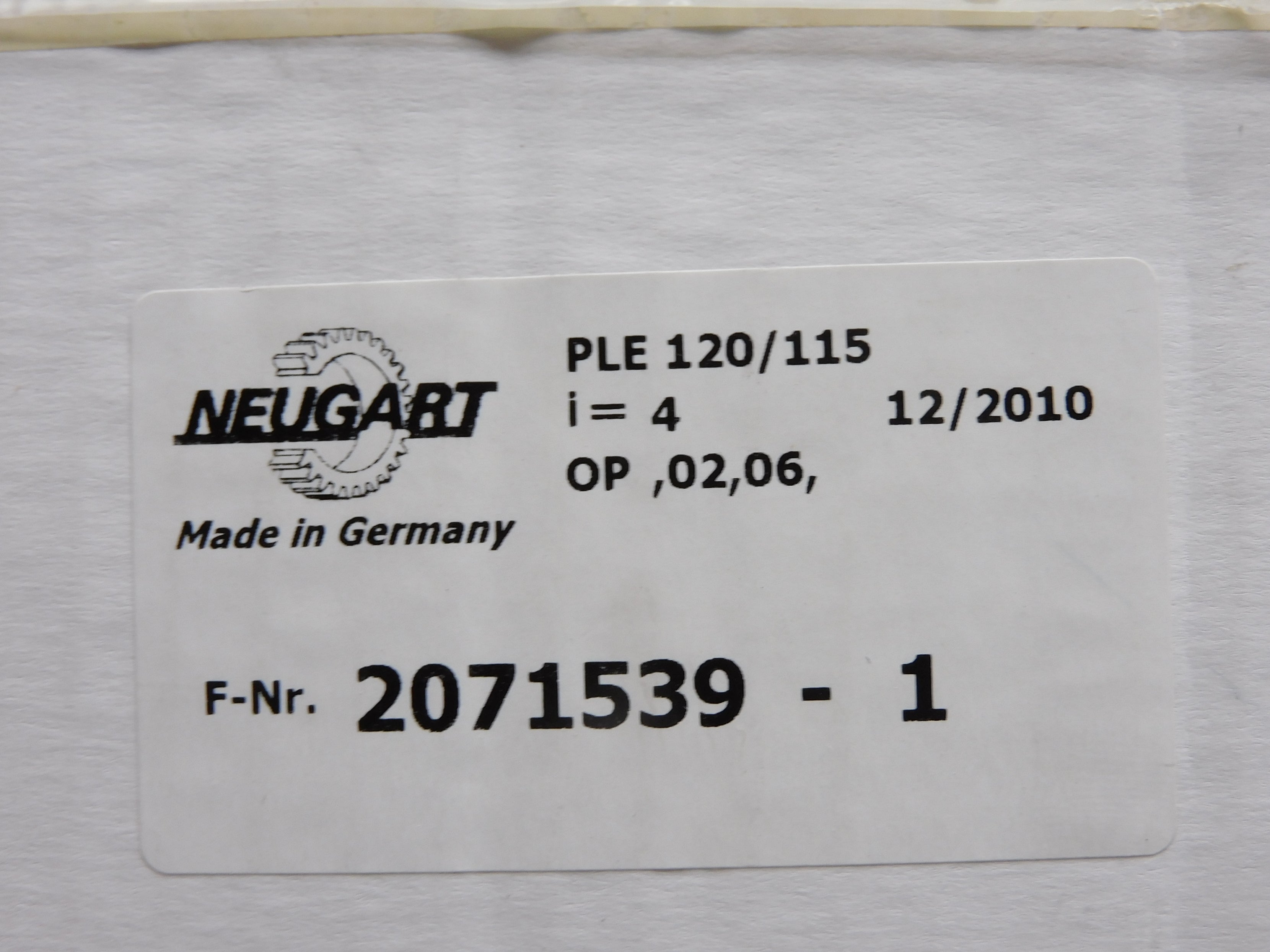 NEUGART PLE120/115 2071539-1 NSMP