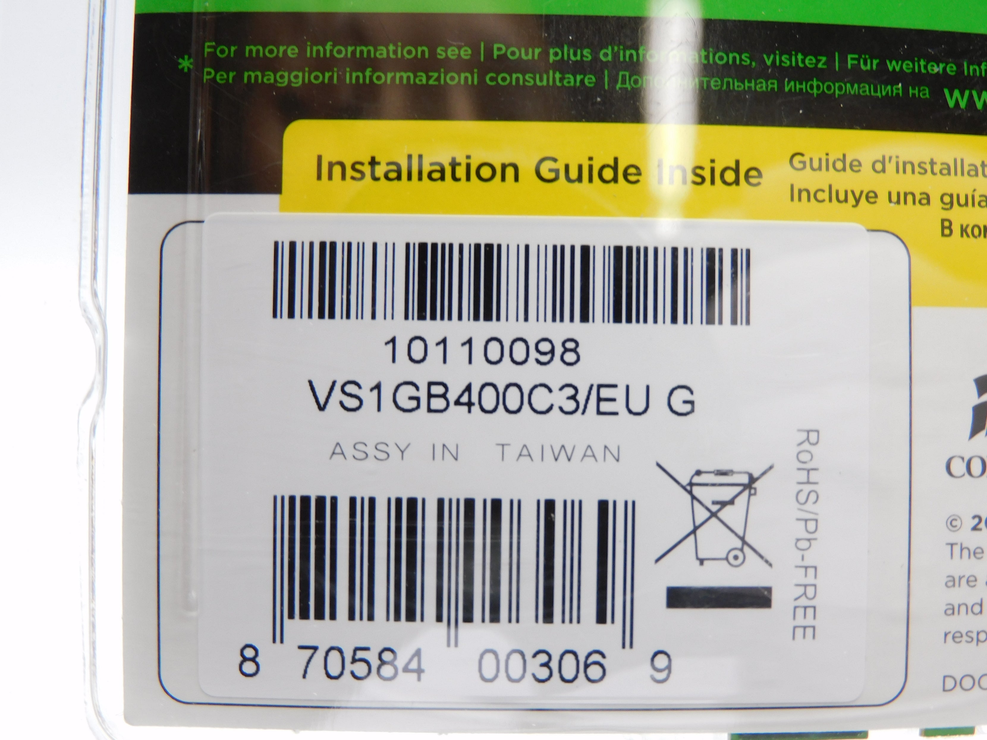 CORSAIR VS1GB400C3/EUG NSMP