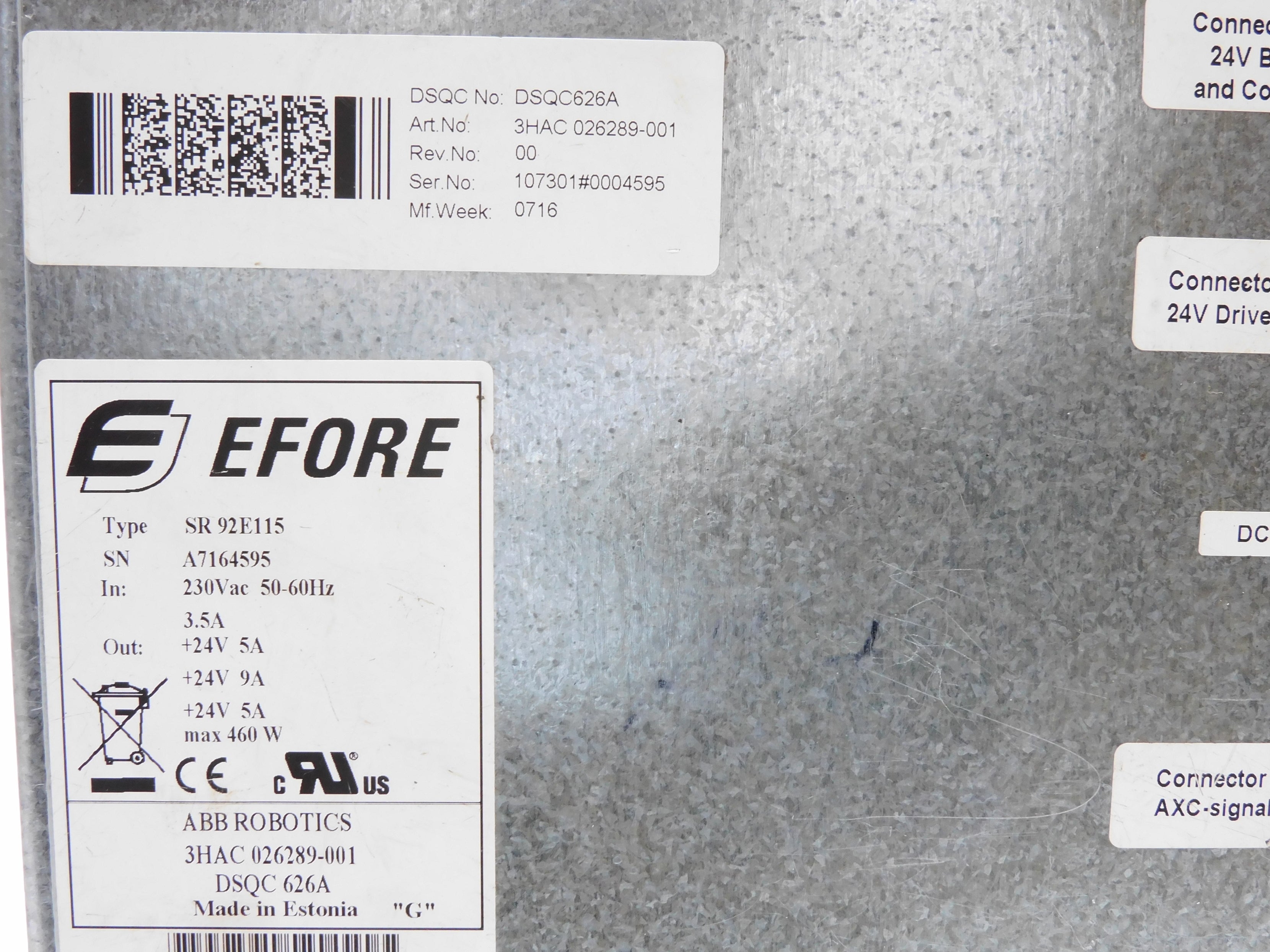 EFORE 3HAC026289-001 SR92E115 230VAC 3.5A UNMP