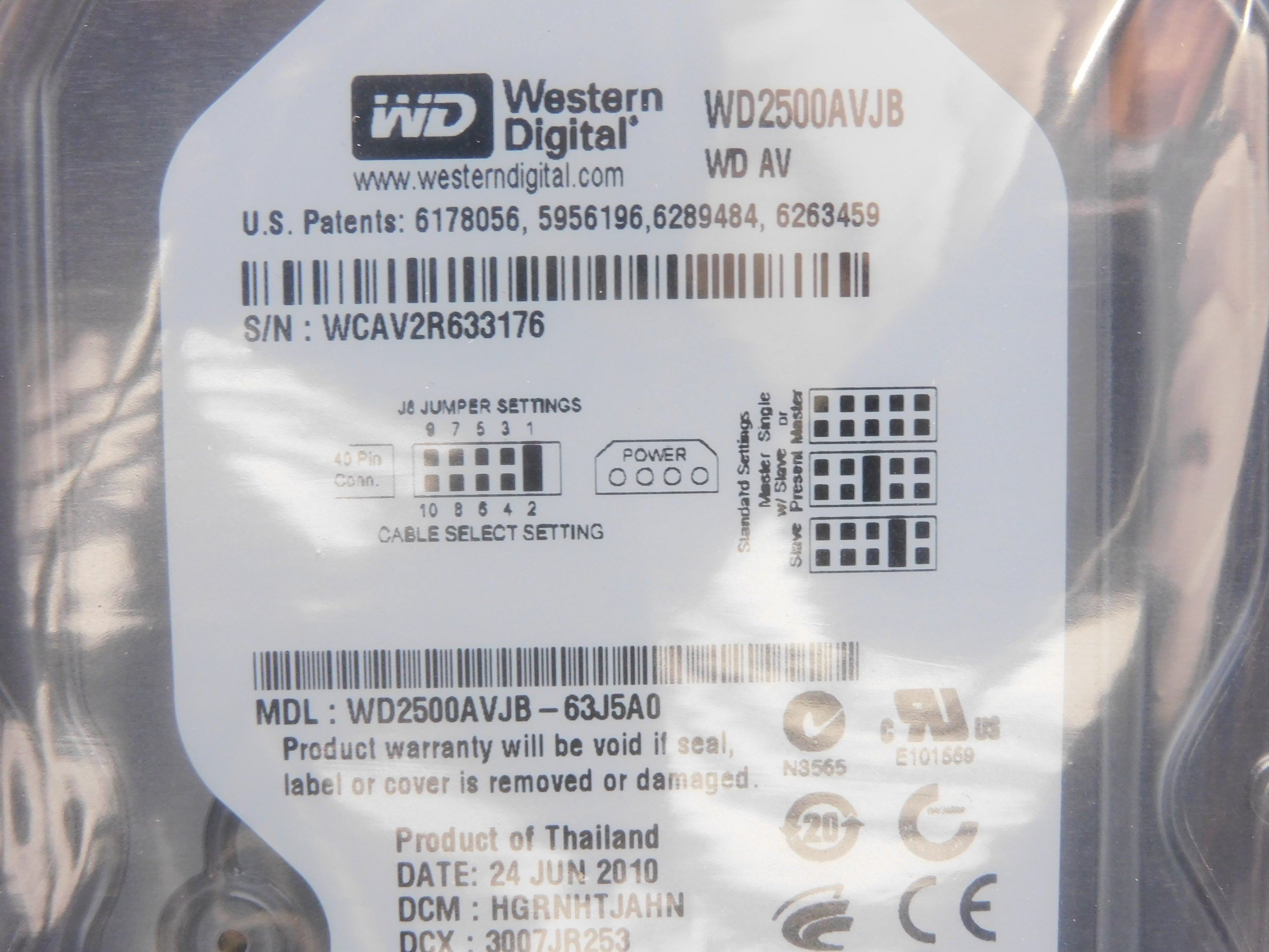 WESTERN DIGITAL WD2500AVJB NSNP