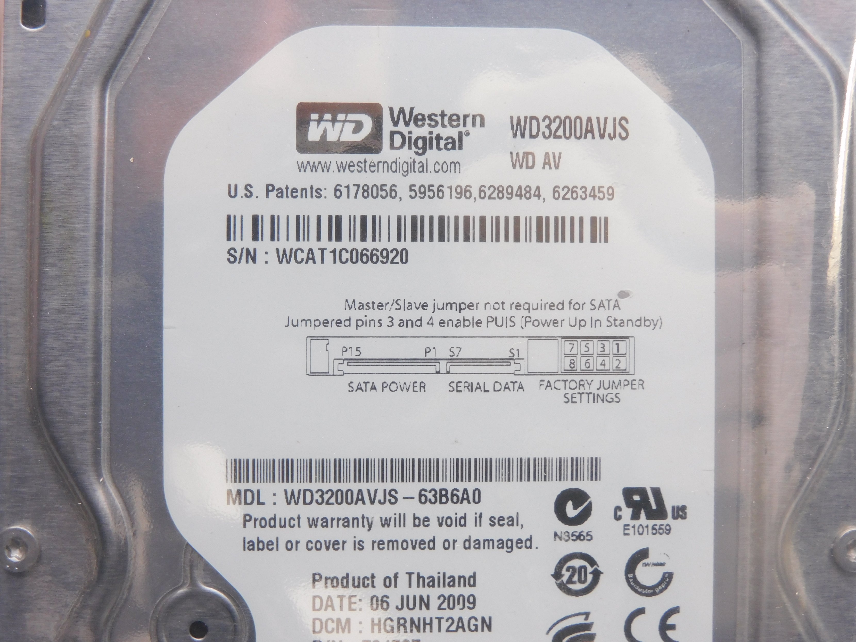 WESTERN DIGITAL WD3200AVJS NSNP