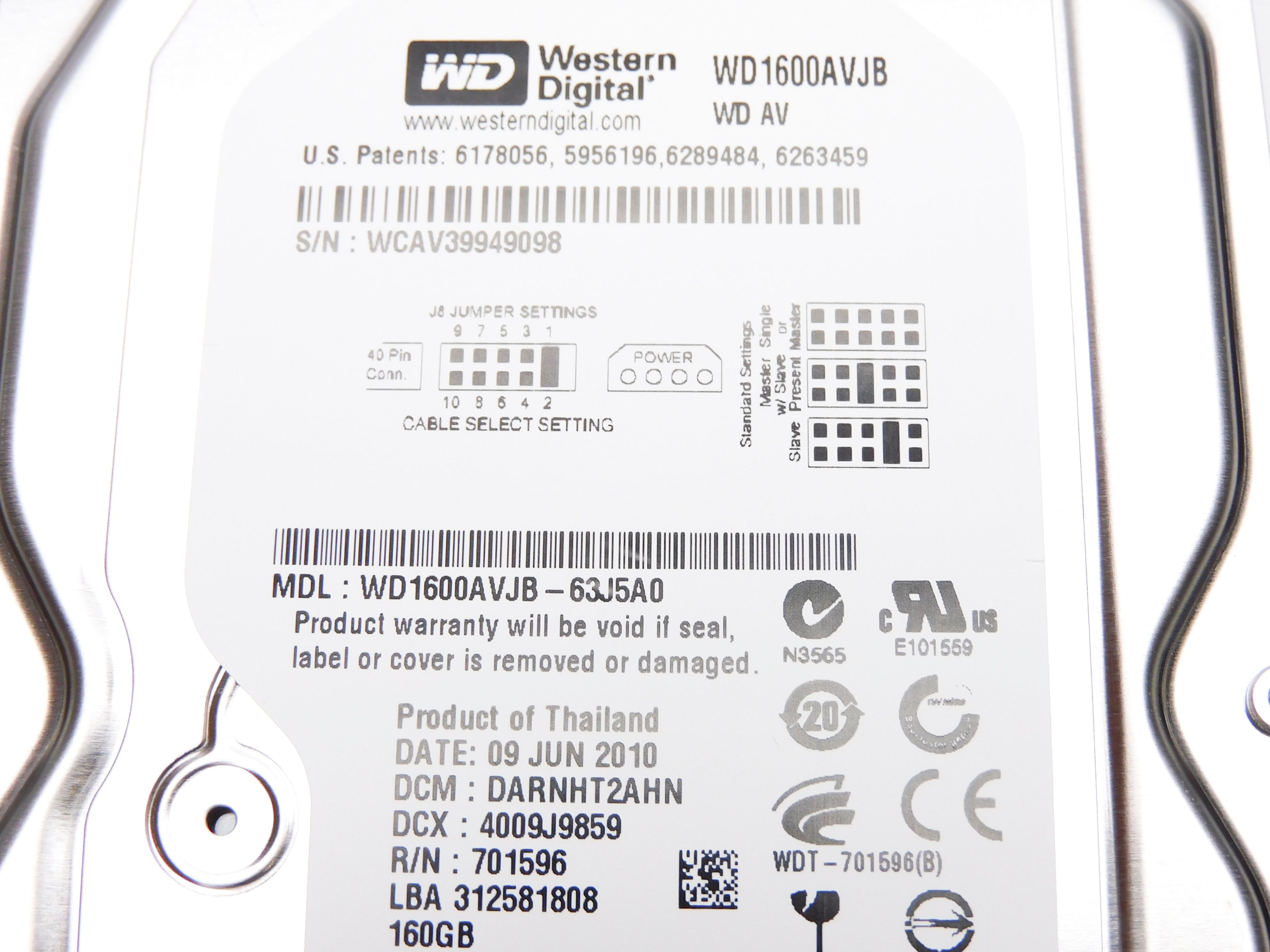 WESTERN DIGITAL WD1600AVJB NSNP