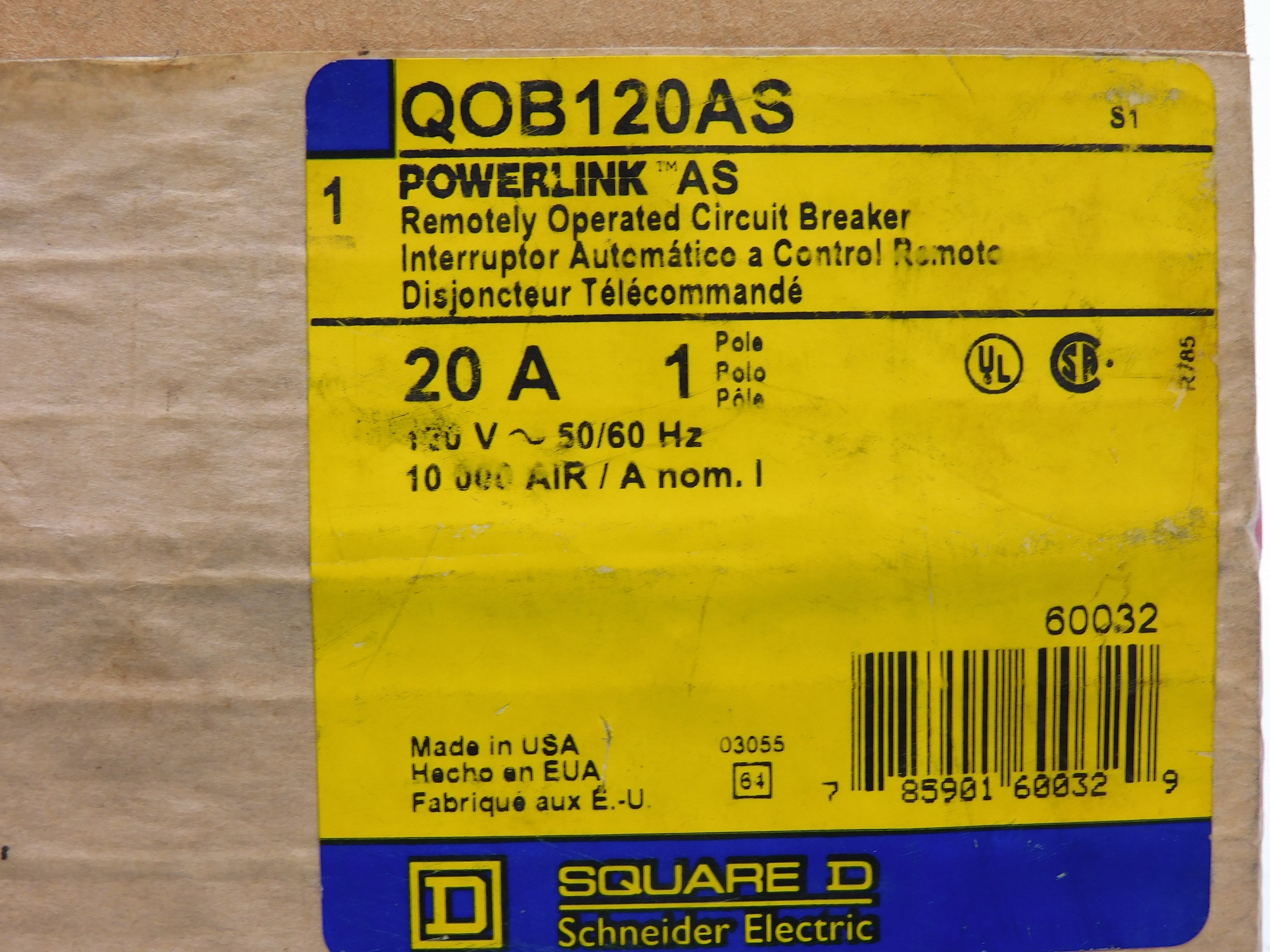 SQUARE D QOB120AS 20A 120V NSFS