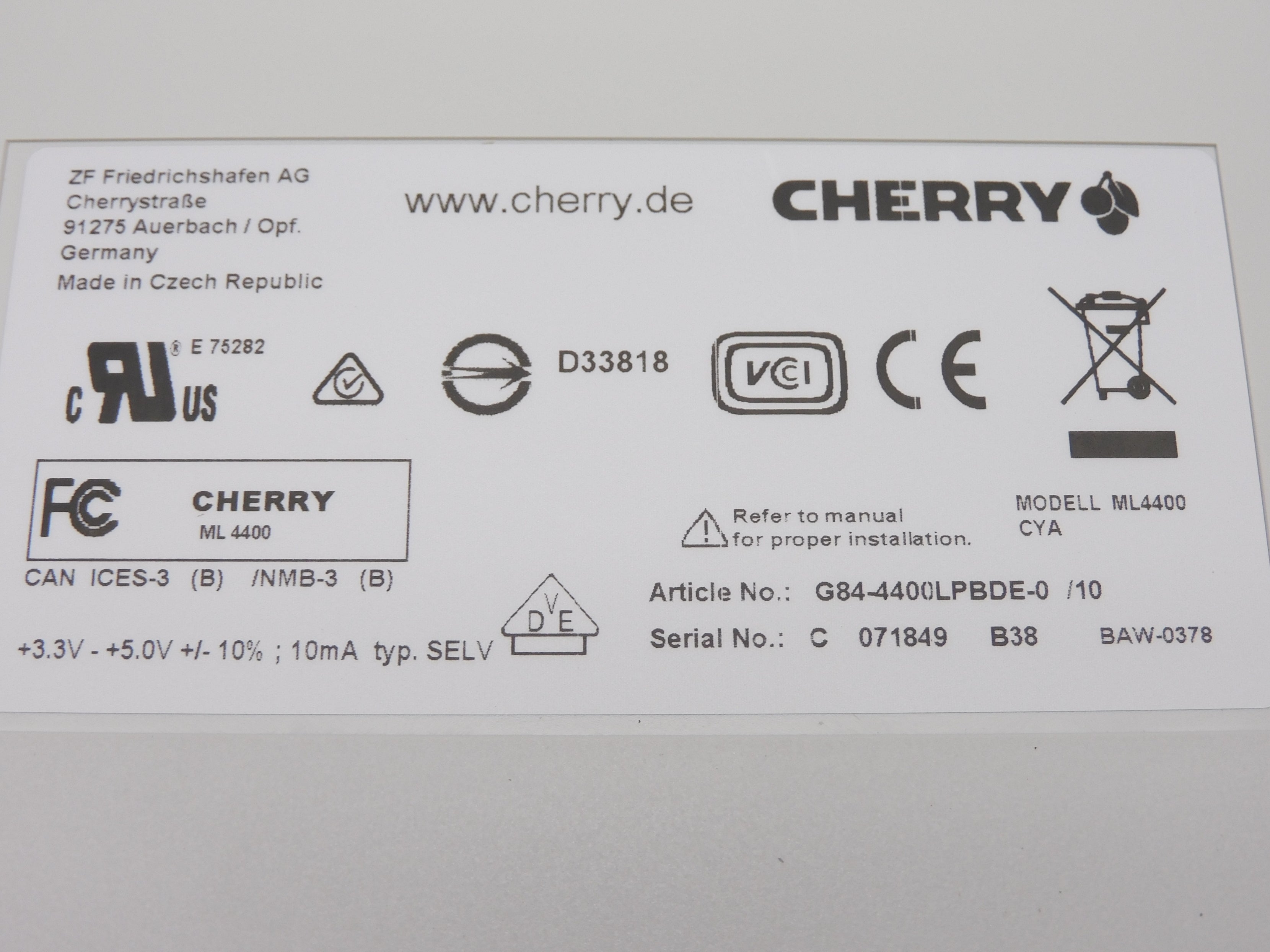 CHERRY G84-4400LPBDE-0 NSMP