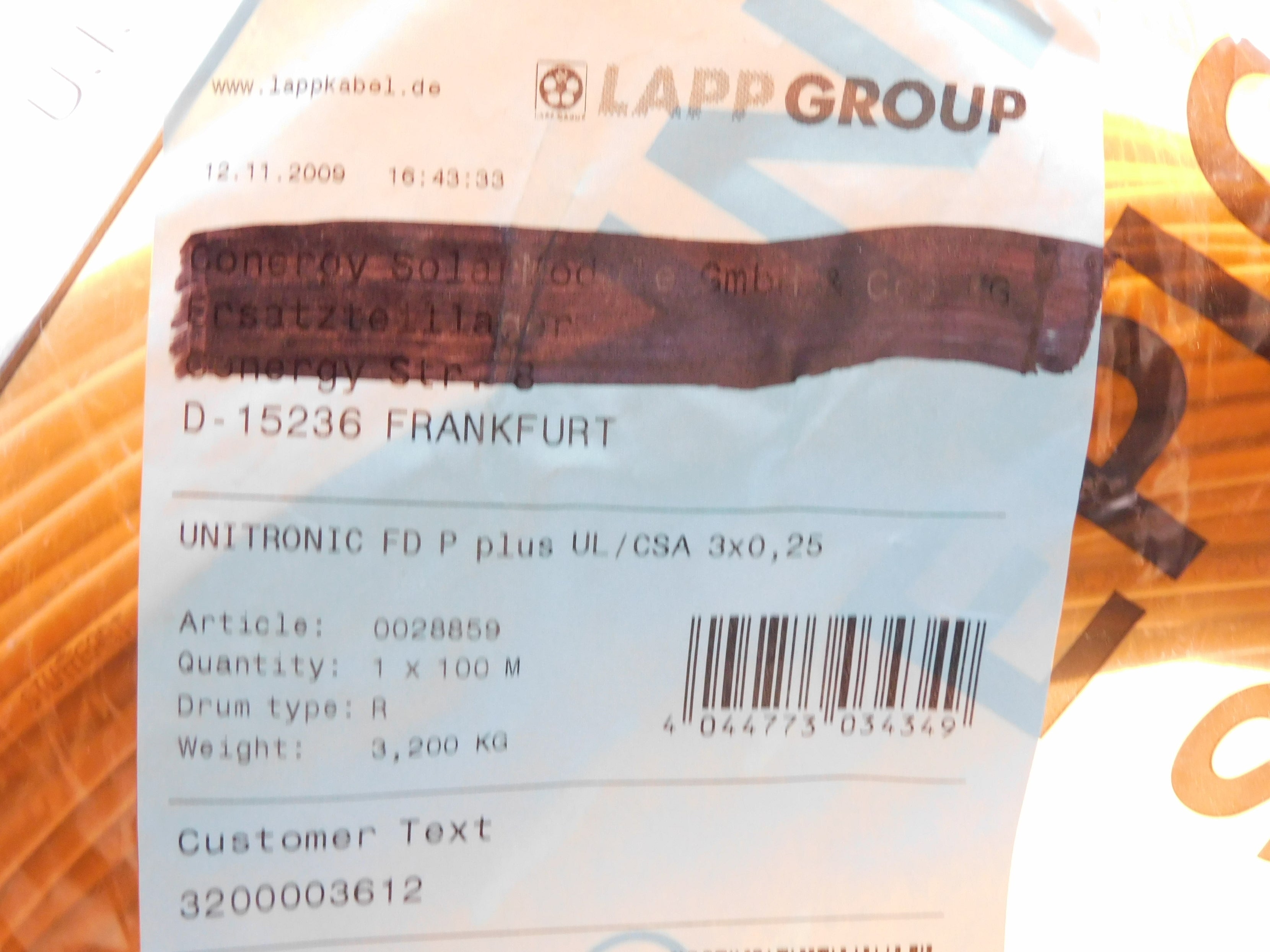 LAPP UL/CSA3X0,25 0028859 NSMP