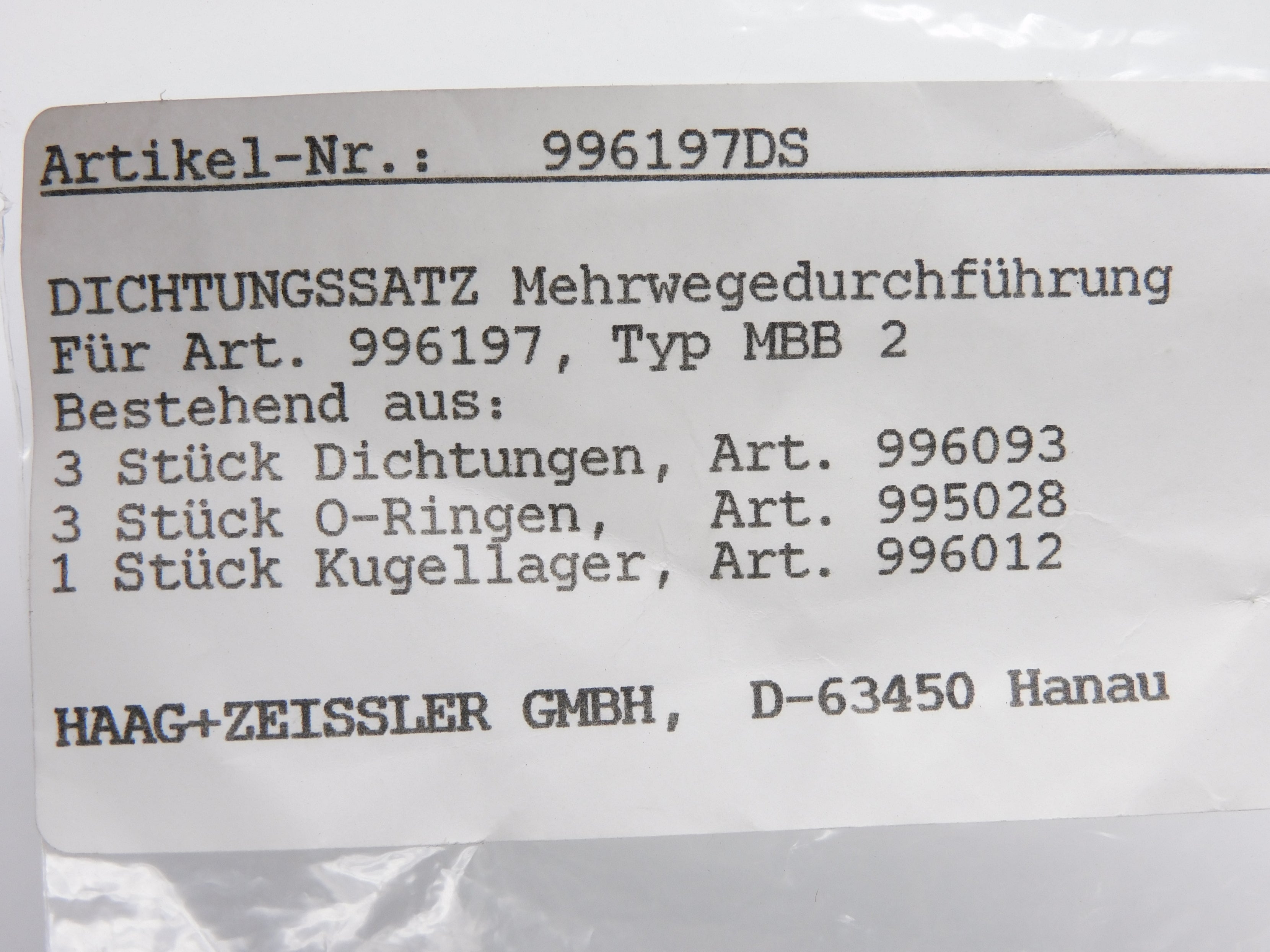 HAAG+ZEISSLER 996197DS NSMP