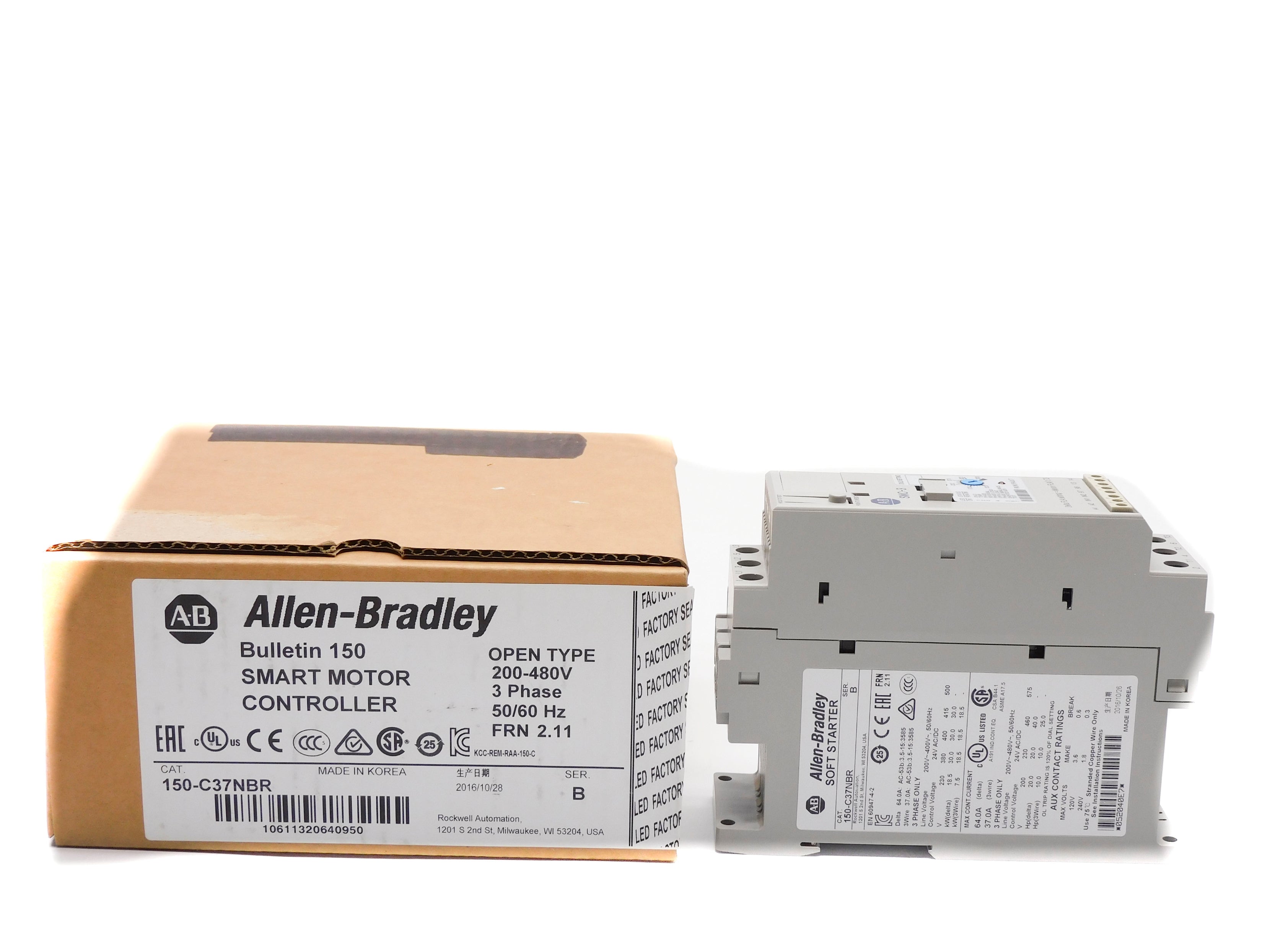 ALLEN BRADLEY 150-C37NBR SER. B F/W 2.11 (BR/WH) NSMP
