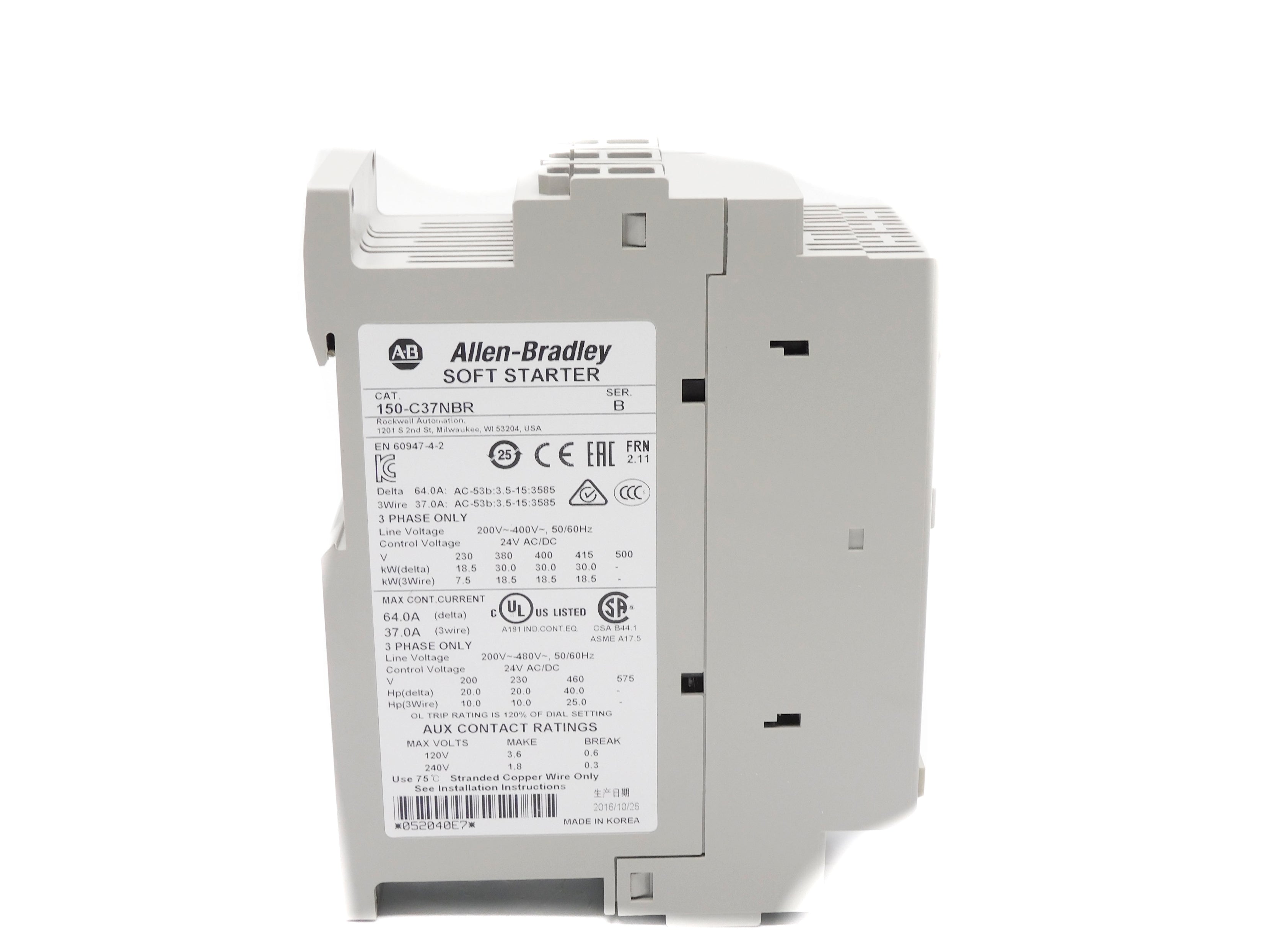 ALLEN BRADLEY 150-C37NBR SER. B F/W 2.11 (BR/WH) NSMP