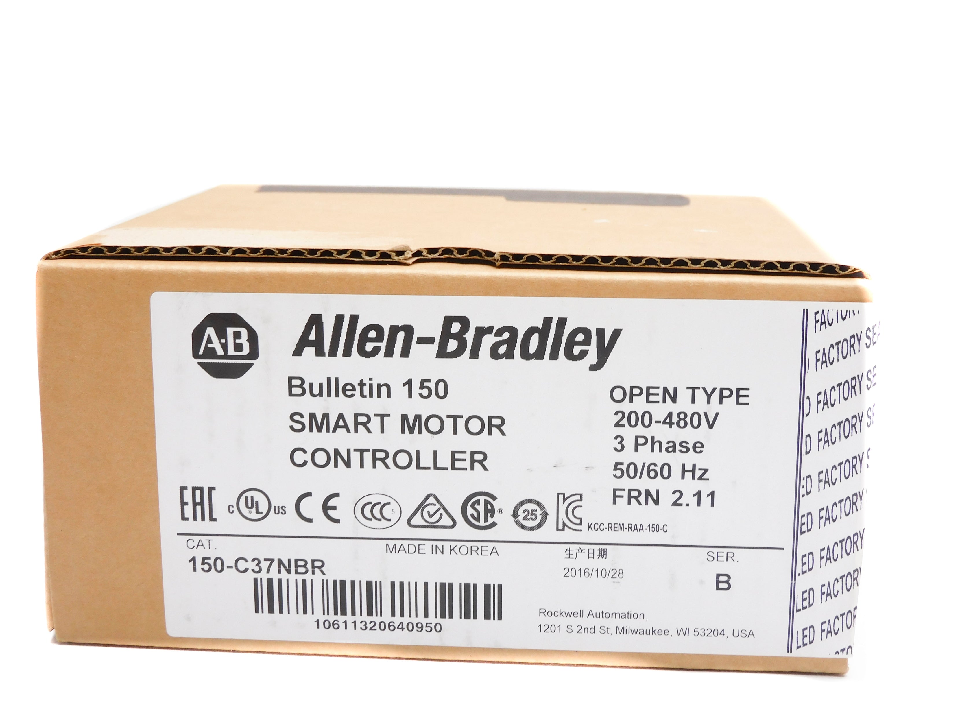 ALLEN BRADLEY 150-C37NBR SER. B F/W 2.11 (BR/WH) NSMP