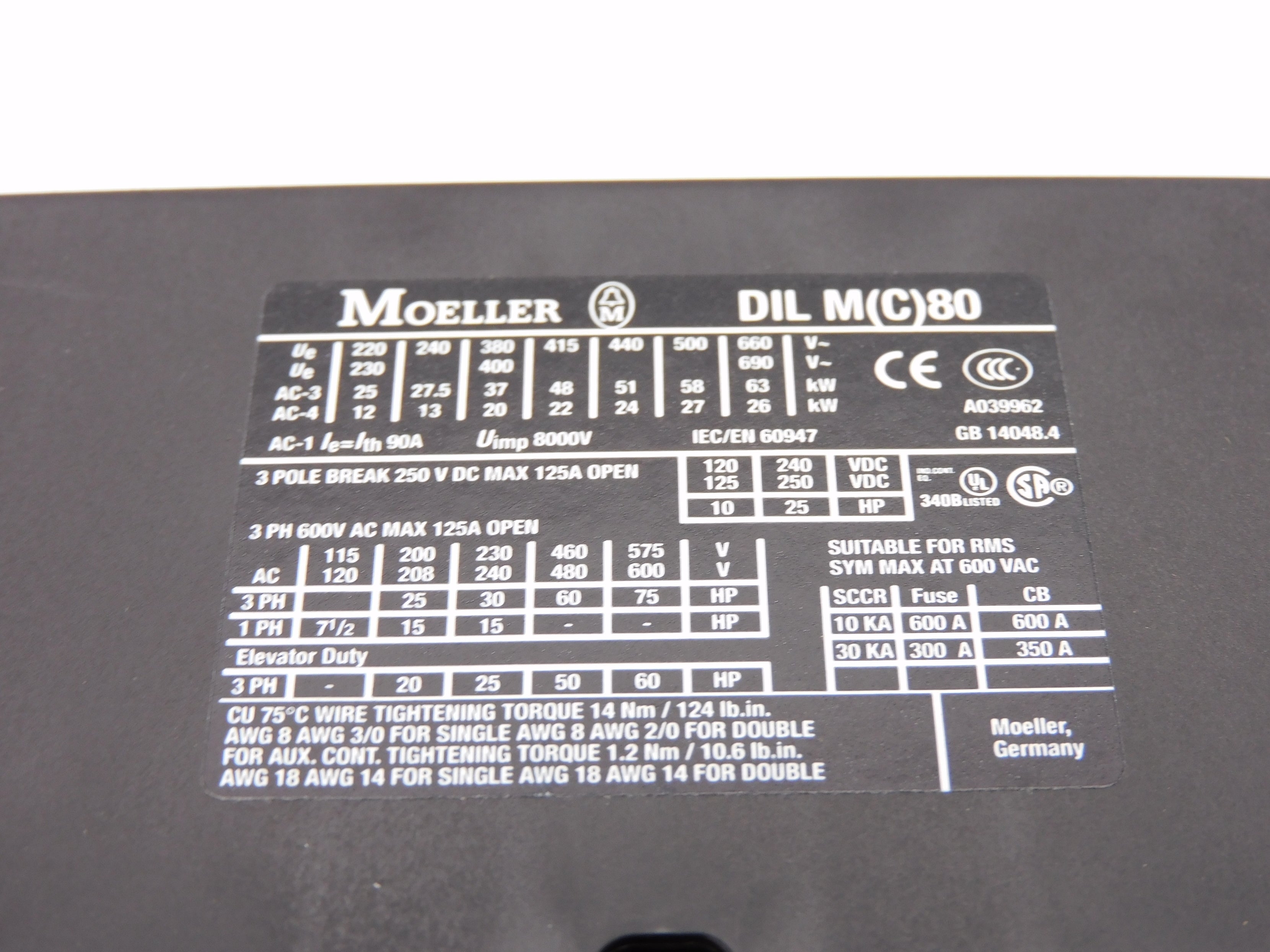 KLOCKNER MOELLER DILM80-22 230/240V NSMP