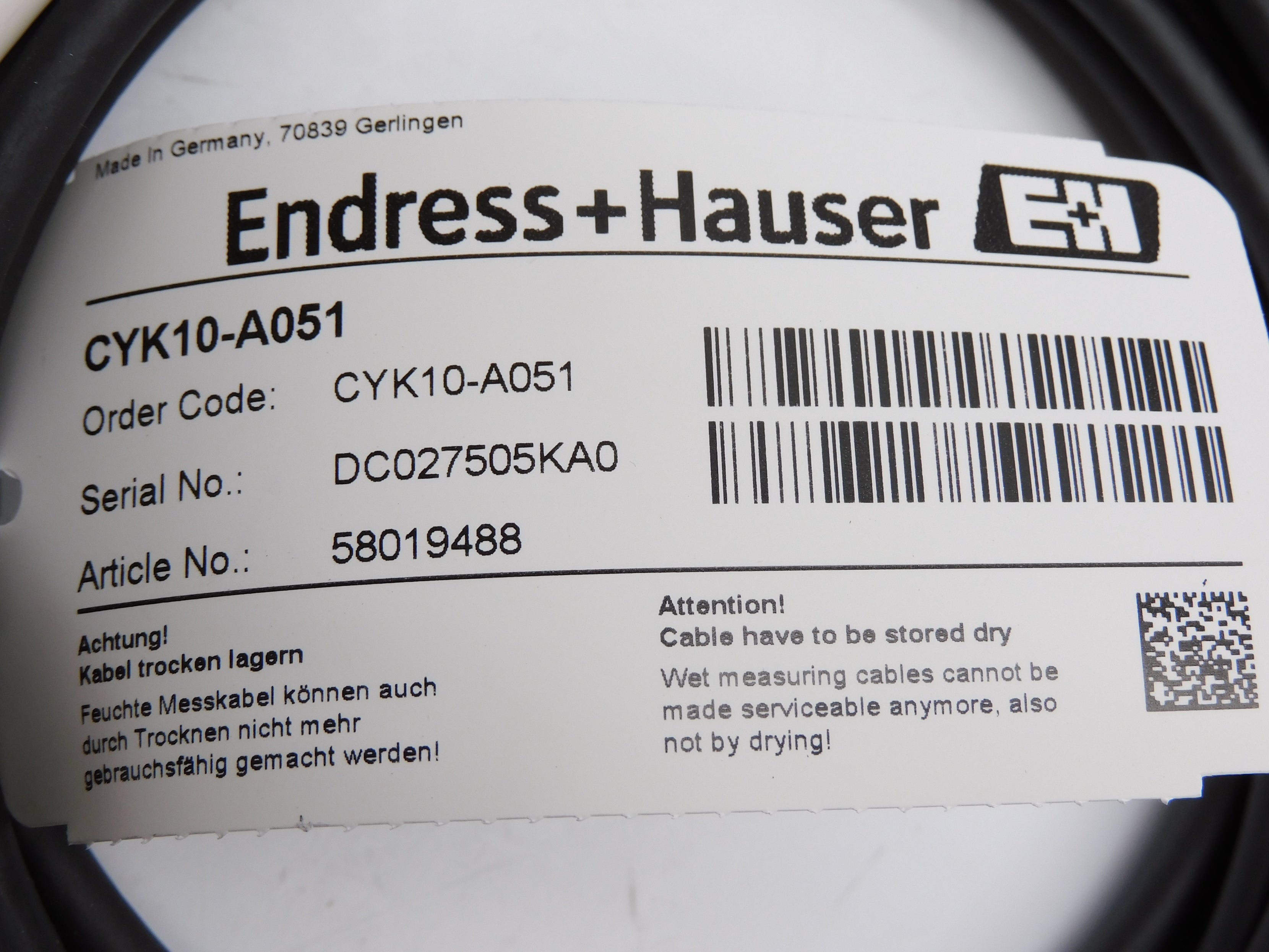 ENDRESS+HAUSER CYK10-A051 58019488 NSNP