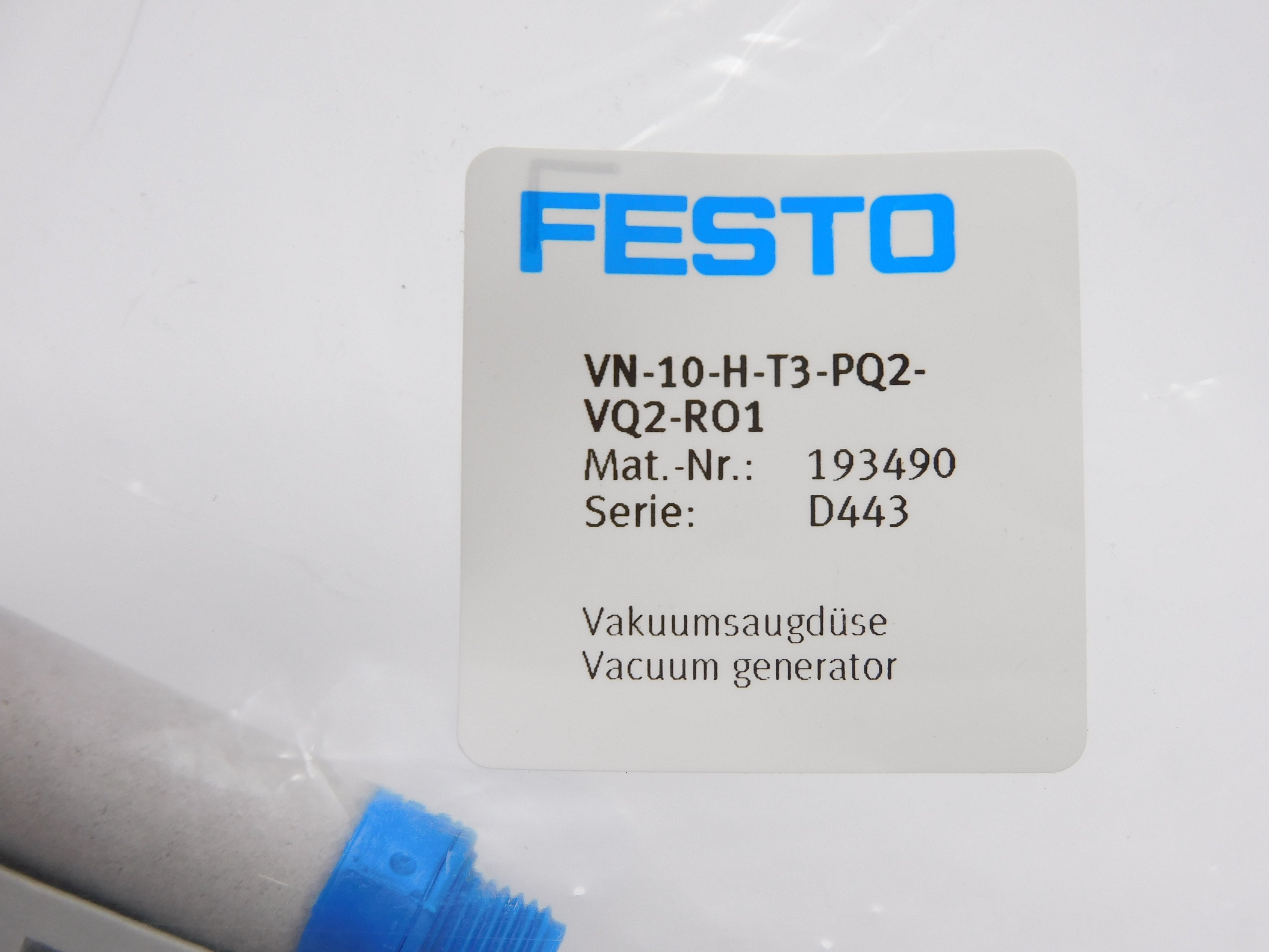 FESTO VN-10-H-T3-PQ2-VQ2-RO1 193490 SER. D443 NSMP