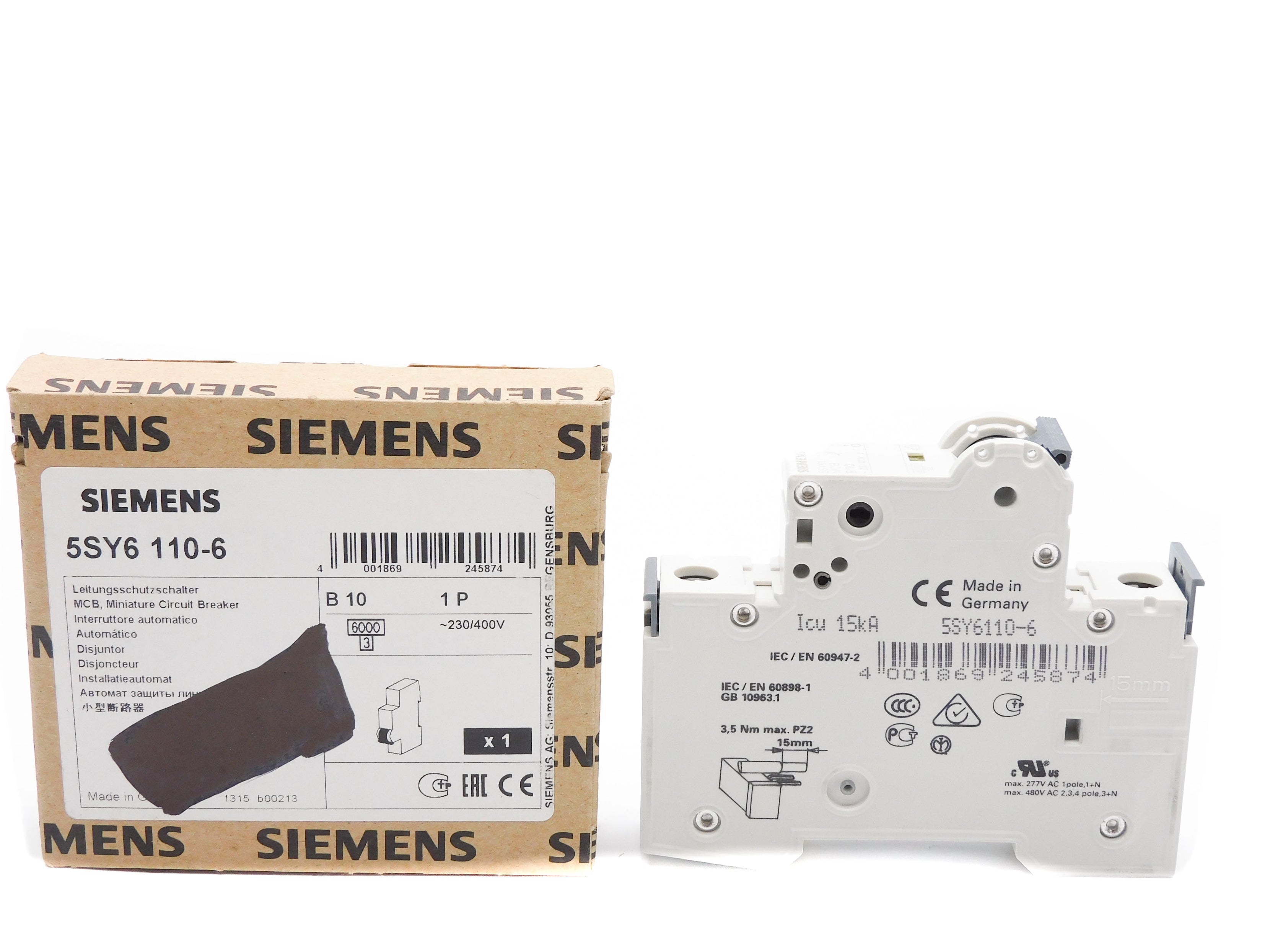 SIEMENS 5SY6110-6 10A 230/400V NSMP