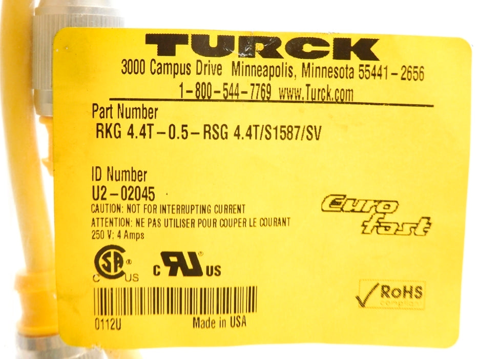 TURCK RKG4.4T-0.5-RSG4.4T/S1587/SV U2-02045 NSMP