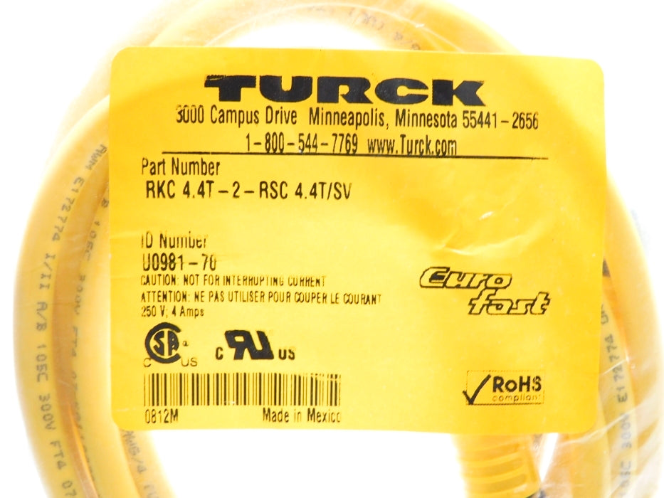 TURCK RKC4.4T-2-RSC4.4T/SV U0981-70 NSMP