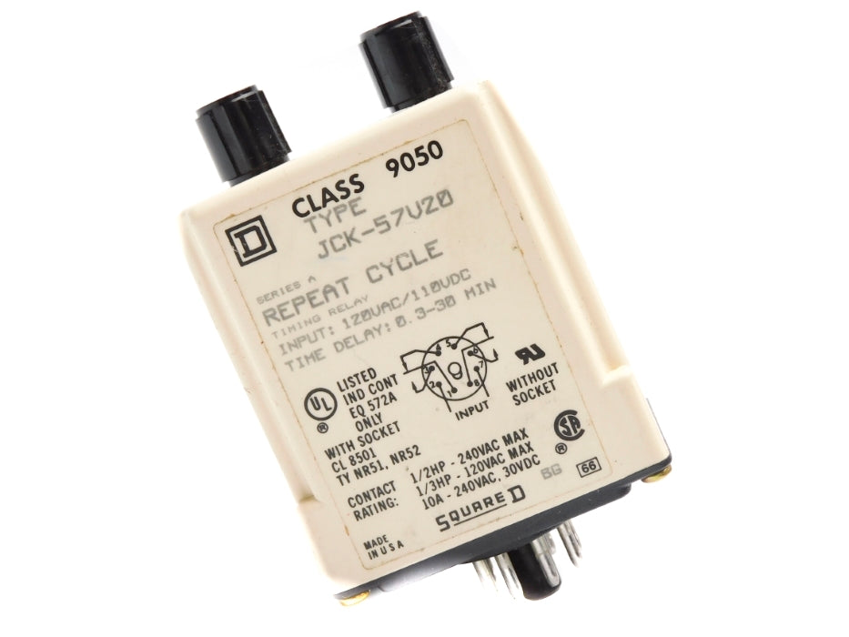 SQUARE D 9050JCK57V20 SER. A 0.3-30M 120VAC 110VDC UNMP