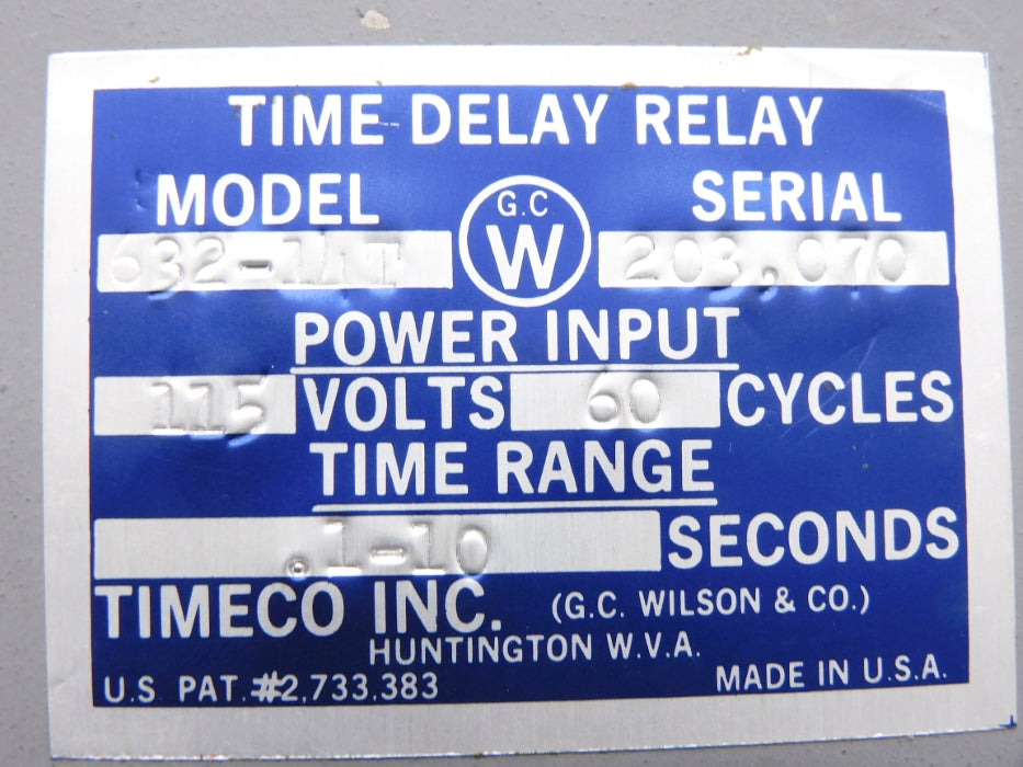 TIMECO 632-14T .1-10S 115V UNMP