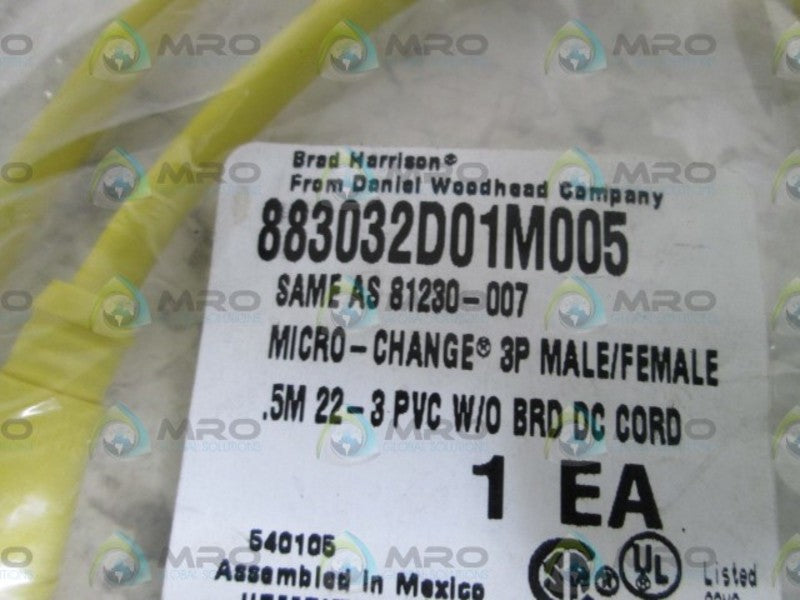 DANIEL WOODHEAD 81230-007 883032D01M005 CORDSET * NEW IN FACTORY BAG *