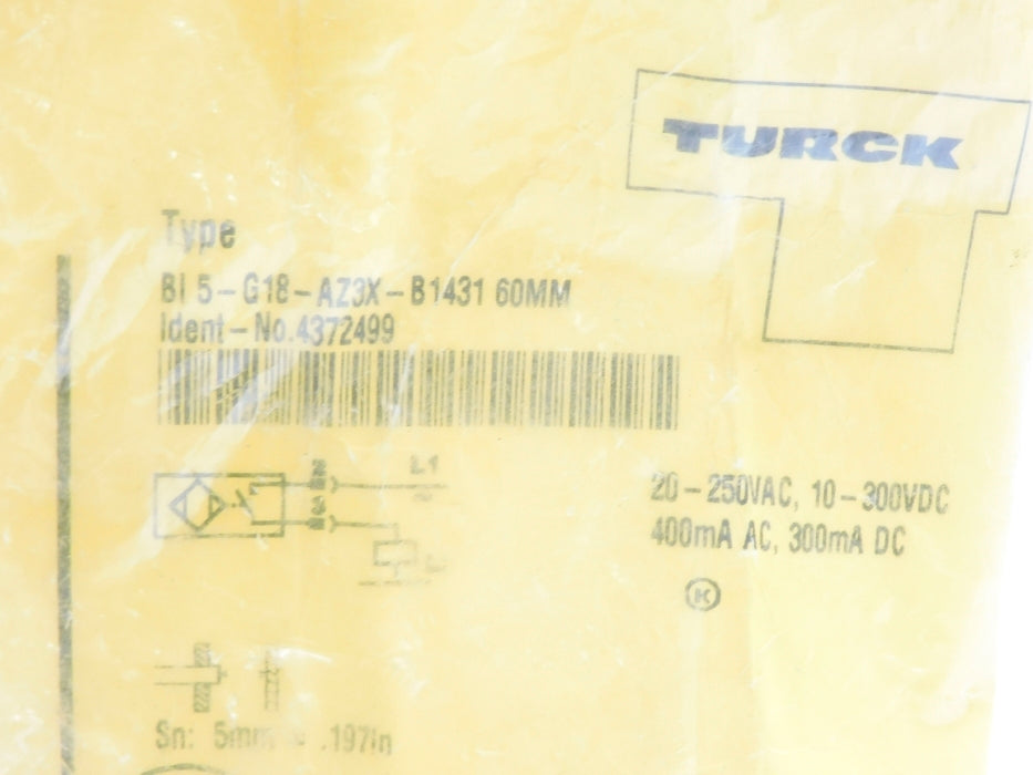 TURCK BI5-G18-AZ3X-B1431 4372499 (60MM) NSMP